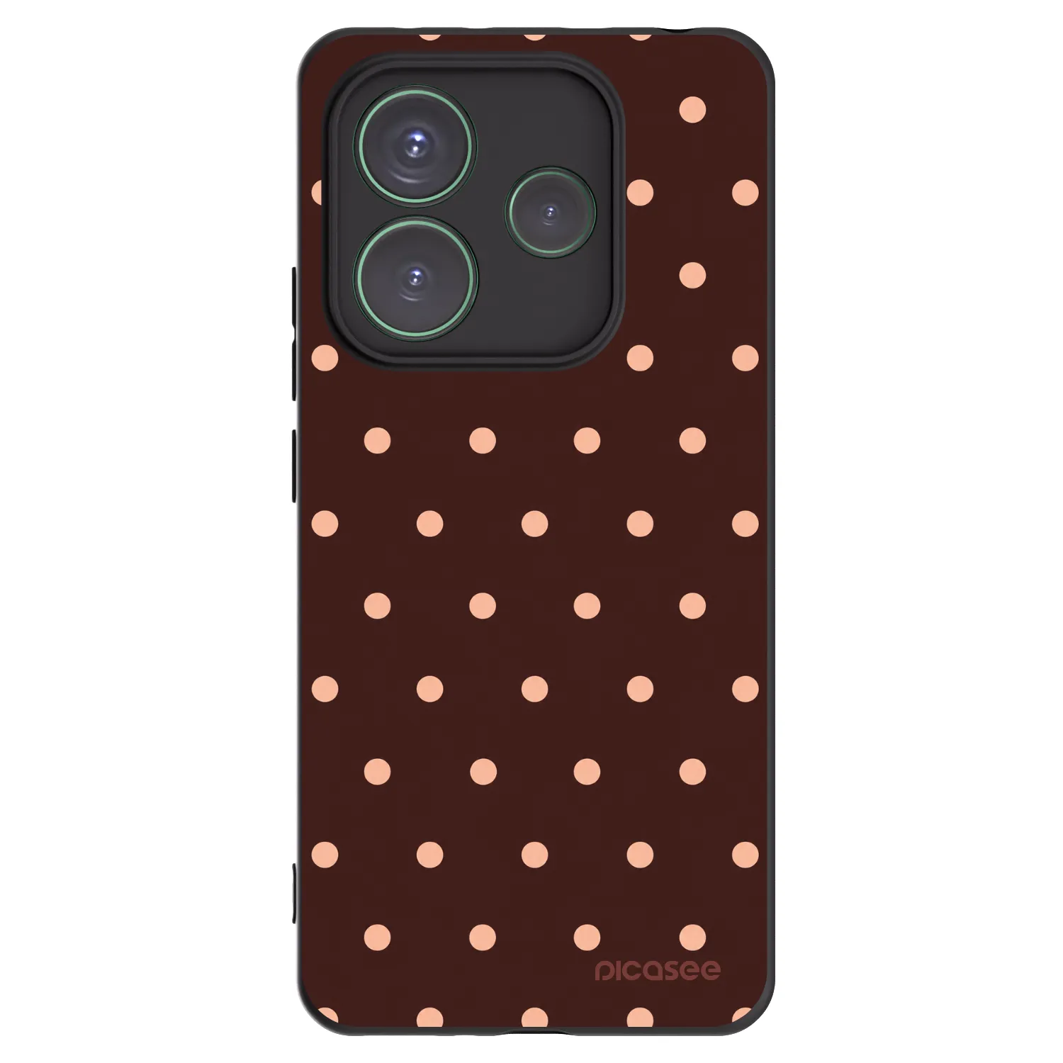 Picasee silikonový černý obal pro Xiaomi Redmi Note 14 5G - Peach Dots & Chocolate