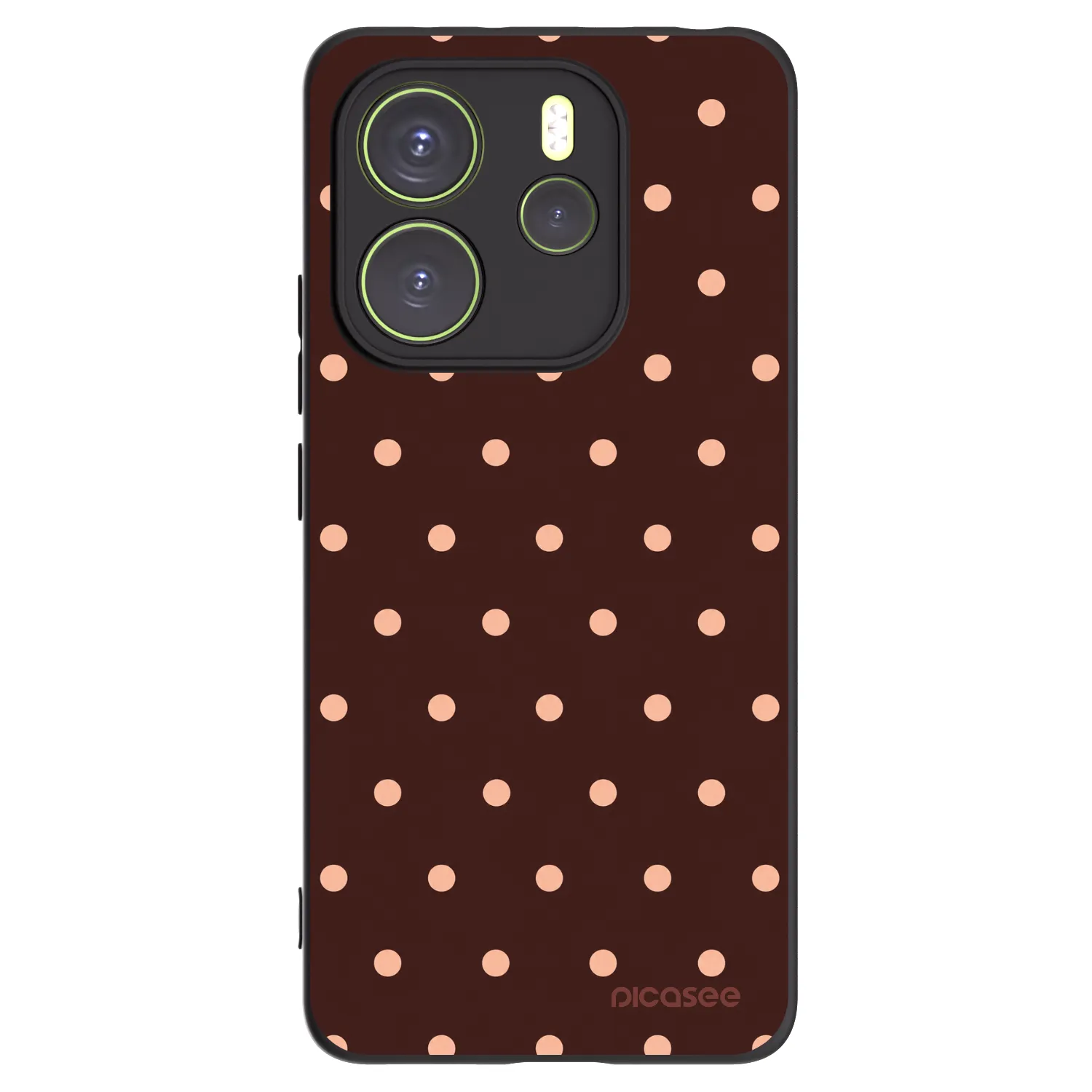 Picasee silikonový černý obal pro Xiaomi Redmi Note 14 4G - Peach Dots & Chocolate