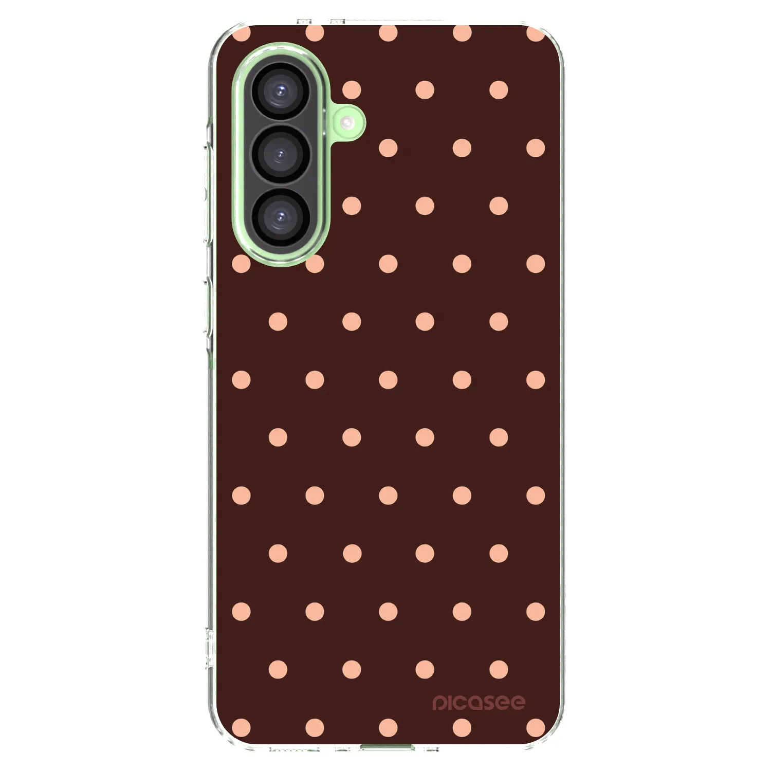 Picasee silikonový průhledný obal pro Samsung Galaxy A26 5G A266B - Peach Dots & Chocolate