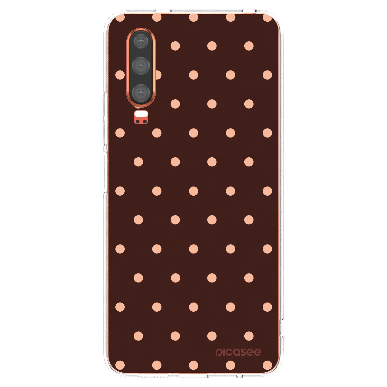 Picasee silikonový průhledný obal pro Huawei P30 - Peach Dots & Chocolate