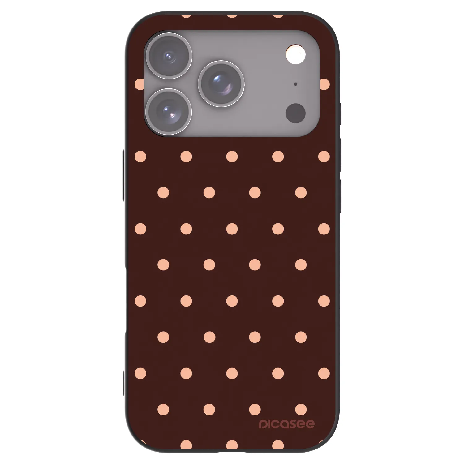 Picasee silikonový černý obal pro Apple iPhone 17 Pro - Peach Dots & Chocolate