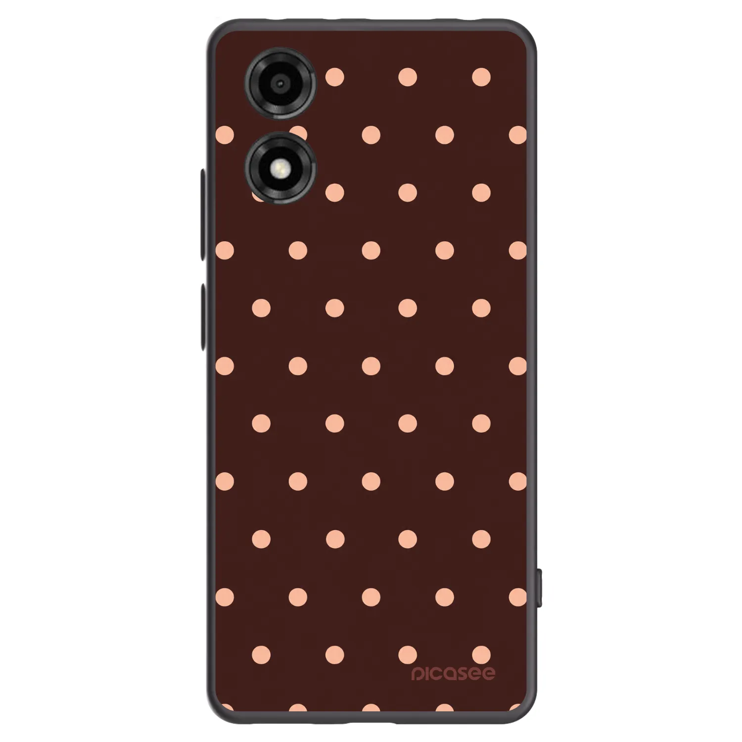 Picasee silikonový černý obal pro Motorola Moto E14 - Peach Dots & Chocolate