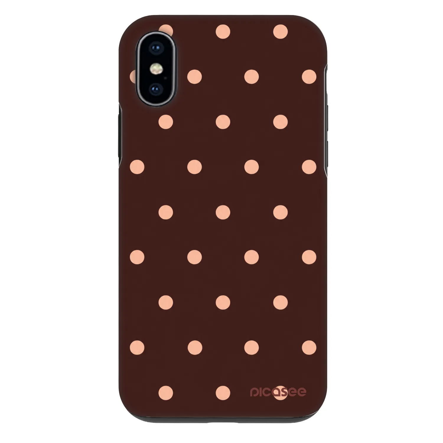 Picasee Fashion Case pro Apple iPhone X/XS - Peach Dots & Chocolate