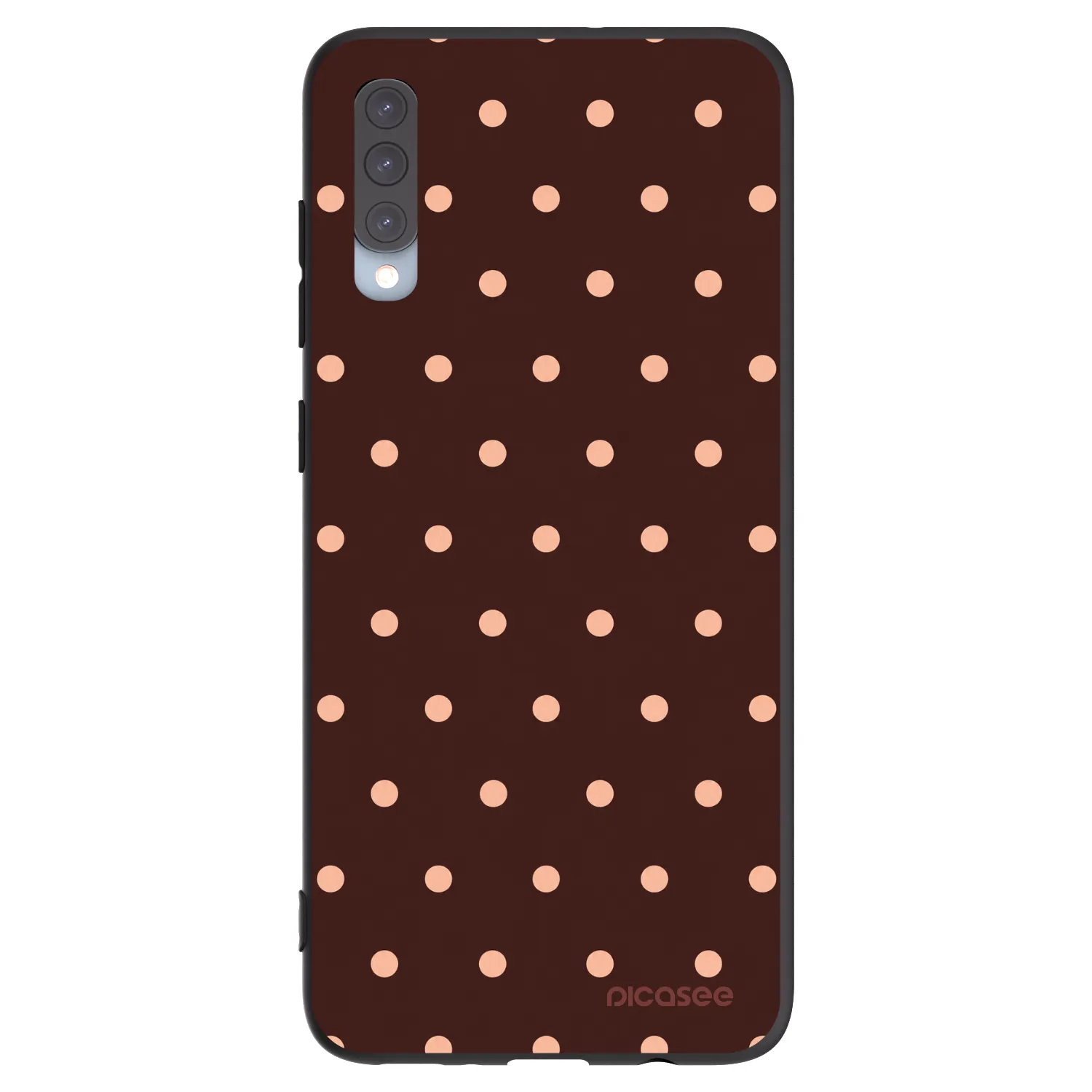 Picasee silikonový černý obal pro Samsung Galaxy A70 A705F - Peach Dots & Chocolate