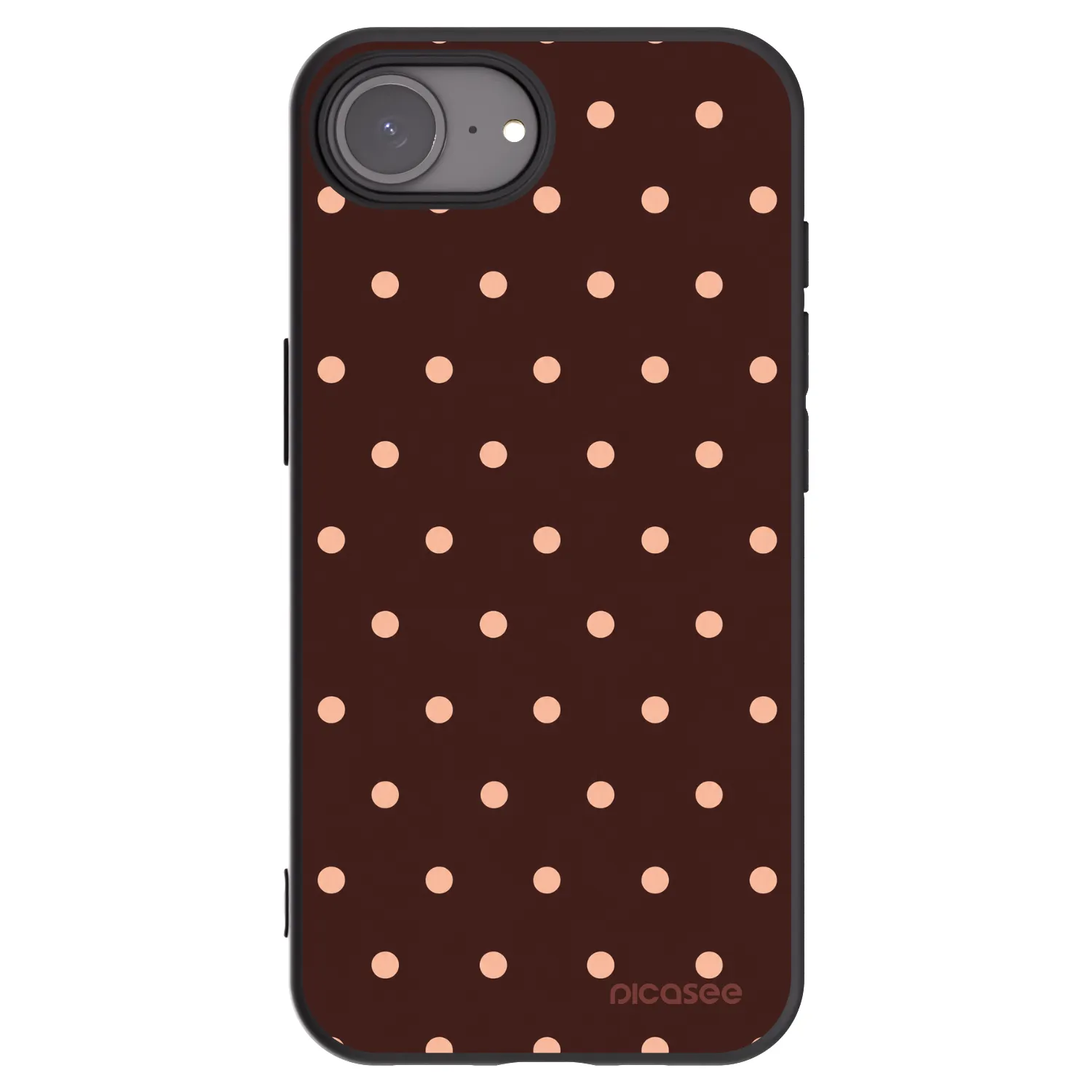 Picasee silikonový černý obal pro Apple iPhone 17e - Peach Dots & Chocolate