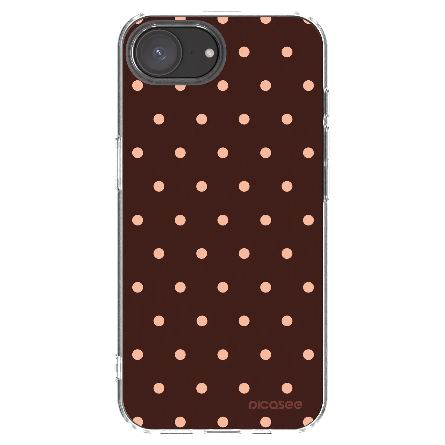 Picasee silikonový průhledný obal pro Apple iPhone 17e - Peach Dots & Chocolate