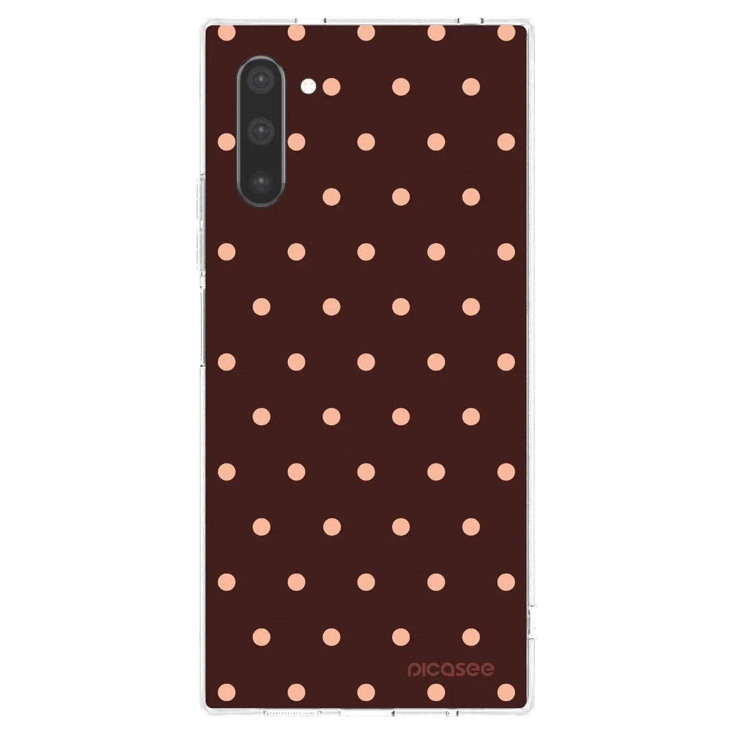 Picasee silikonový průhledný obal pro Samsung Galaxy Note 10 N970F - Peach Dots & Chocolate