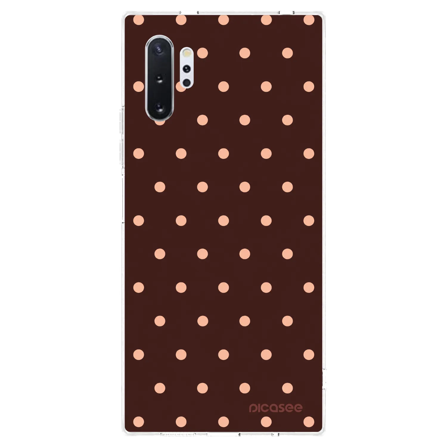 Picasee silikonový průhledný obal pro Samsung Galaxy Note 10+ N975F - Peach Dots & Chocolate