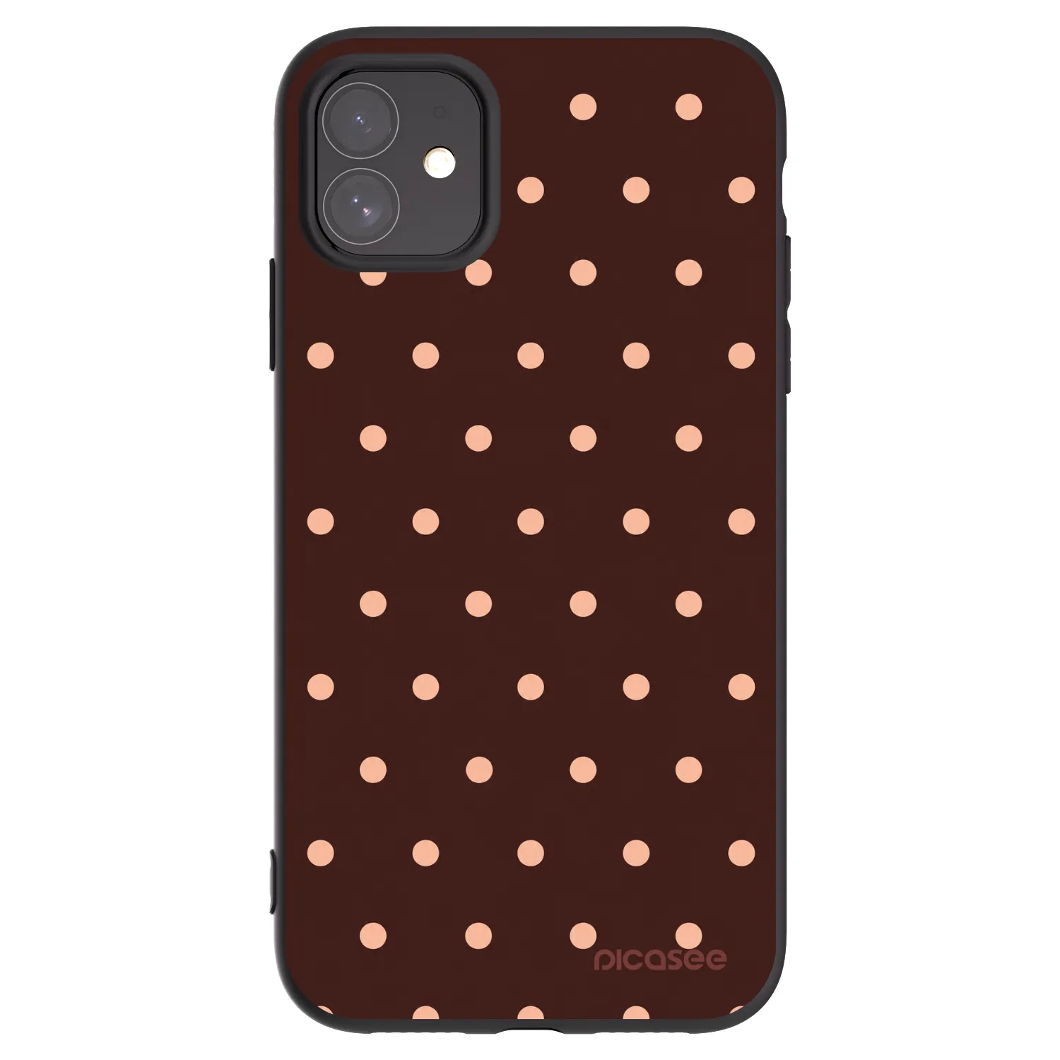 Picasee silikonový černý obal pro Apple iPhone 11 - Peach Dots & Chocolate