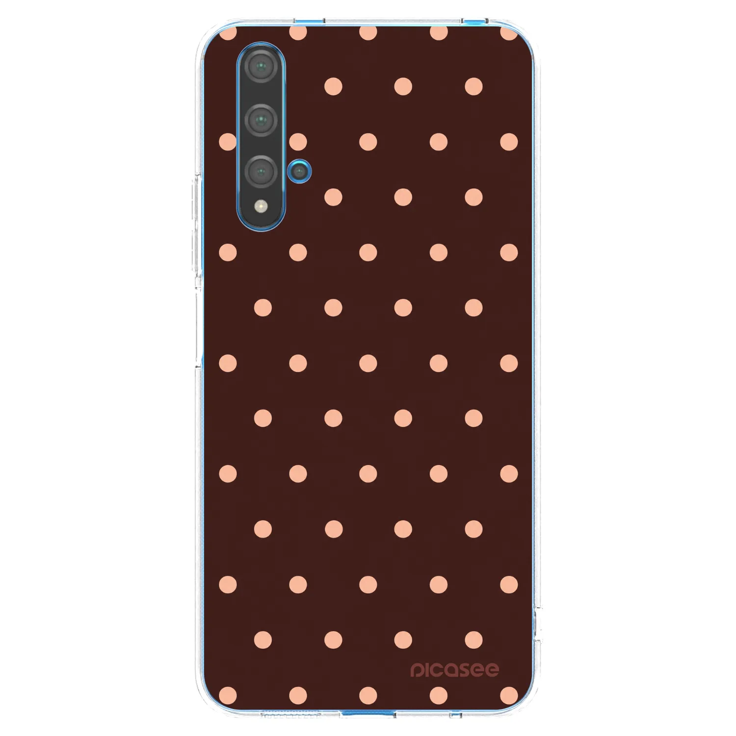 Picasee silikonový průhledný obal pro Huawei Nova 5T - Peach Dots & Chocolate