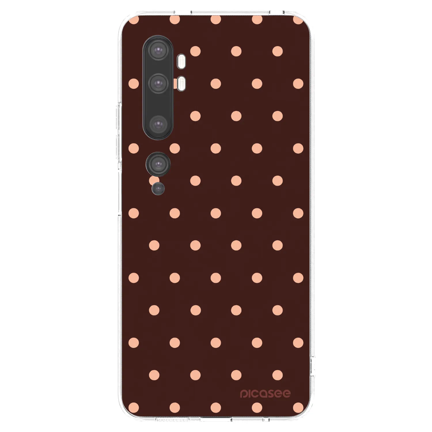 Picasee silikonový průhledný obal pro Xiaomi Mi Note 10 (Pro) - Peach Dots & Chocolate
