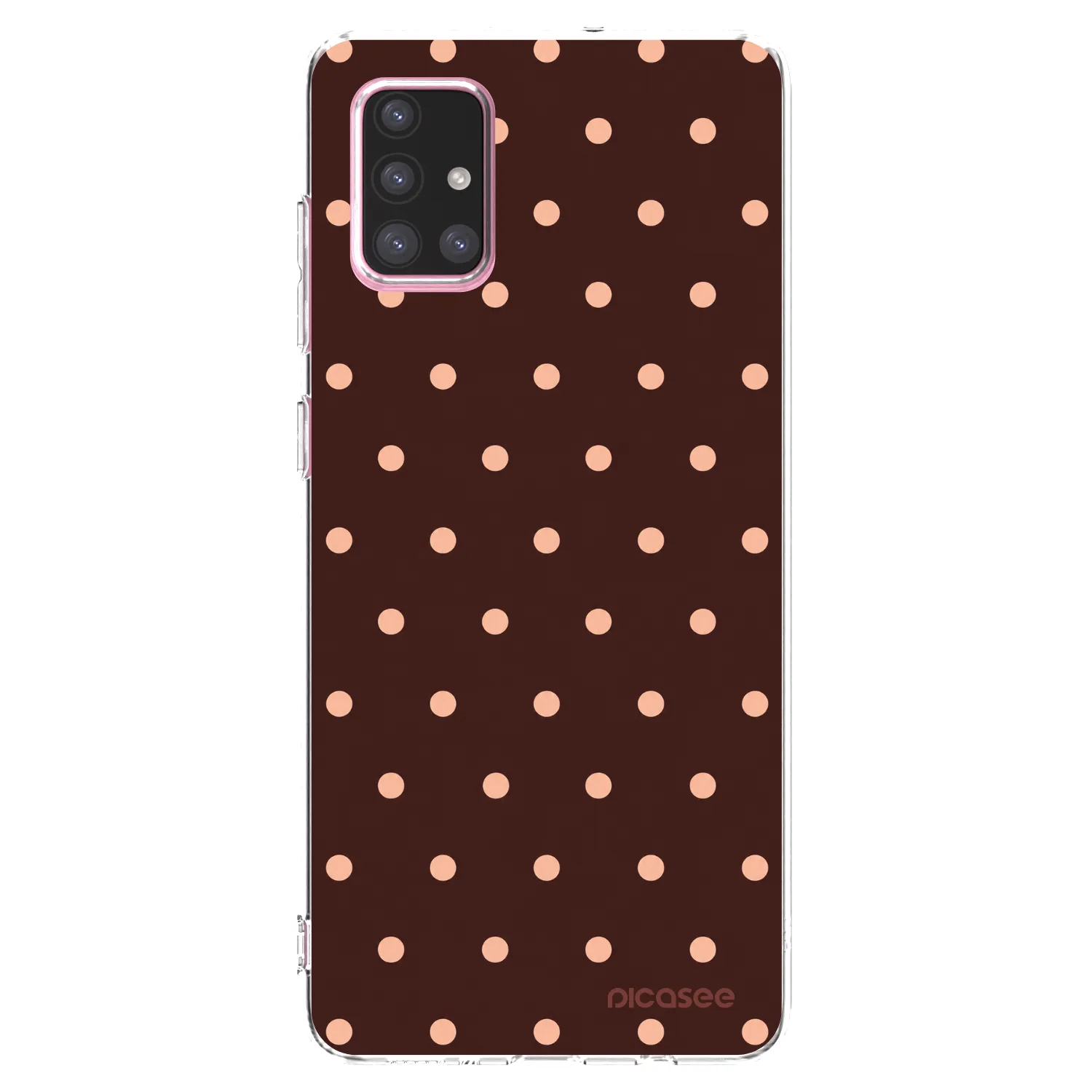 Picasee silikonový průhledný obal pro Samsung Galaxy A71 A715F - Peach Dots & Chocolate