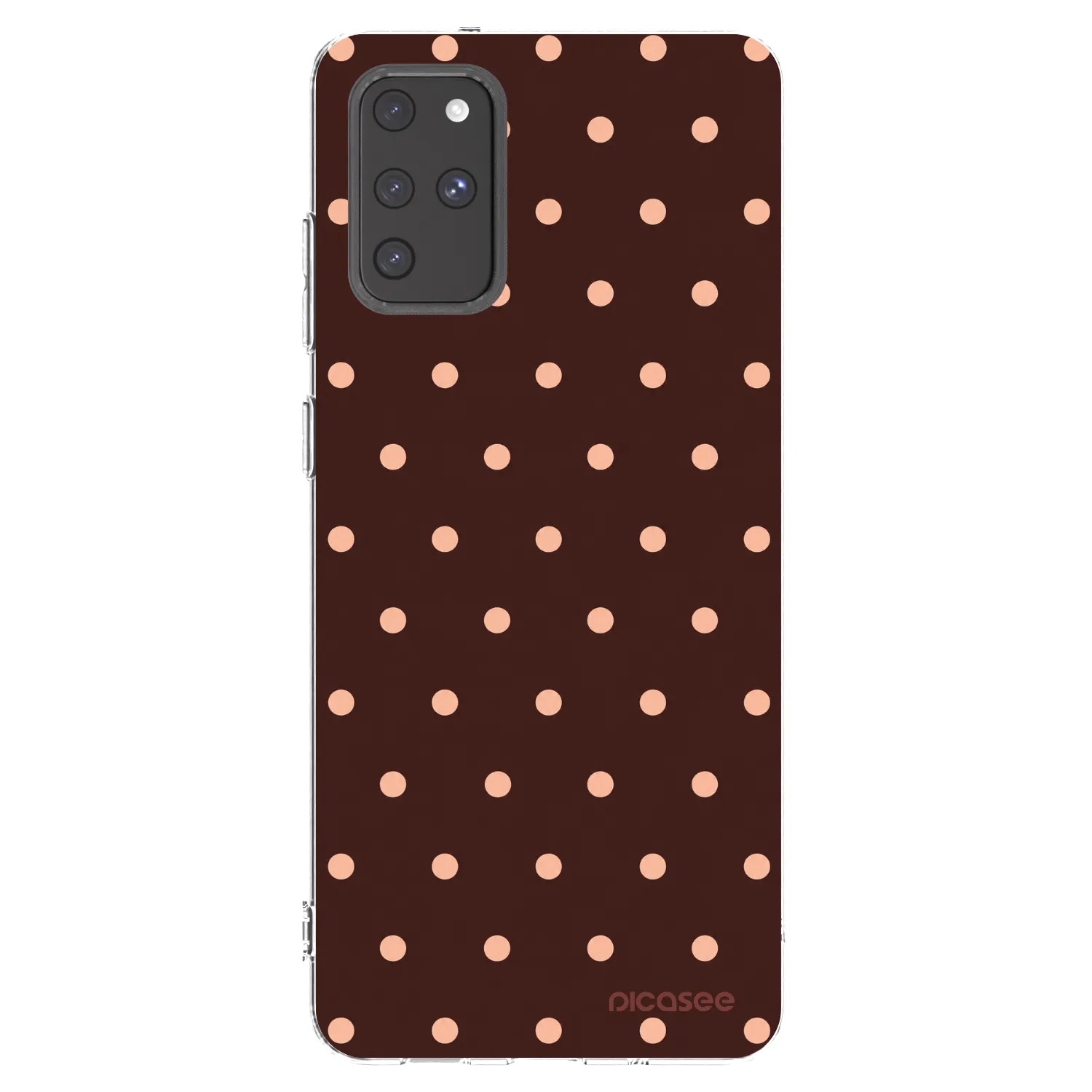 Picasee silikonový průhledný obal pro Samsung Galaxy S20+ G985F - Peach Dots & Chocolate