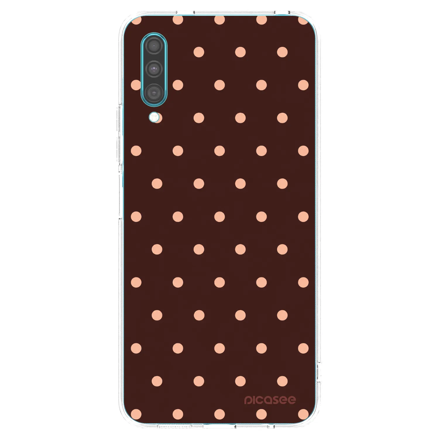 Picasee silikonový průhledný obal pro Samsung Galaxy A30s A307F - Peach Dots & Chocolate