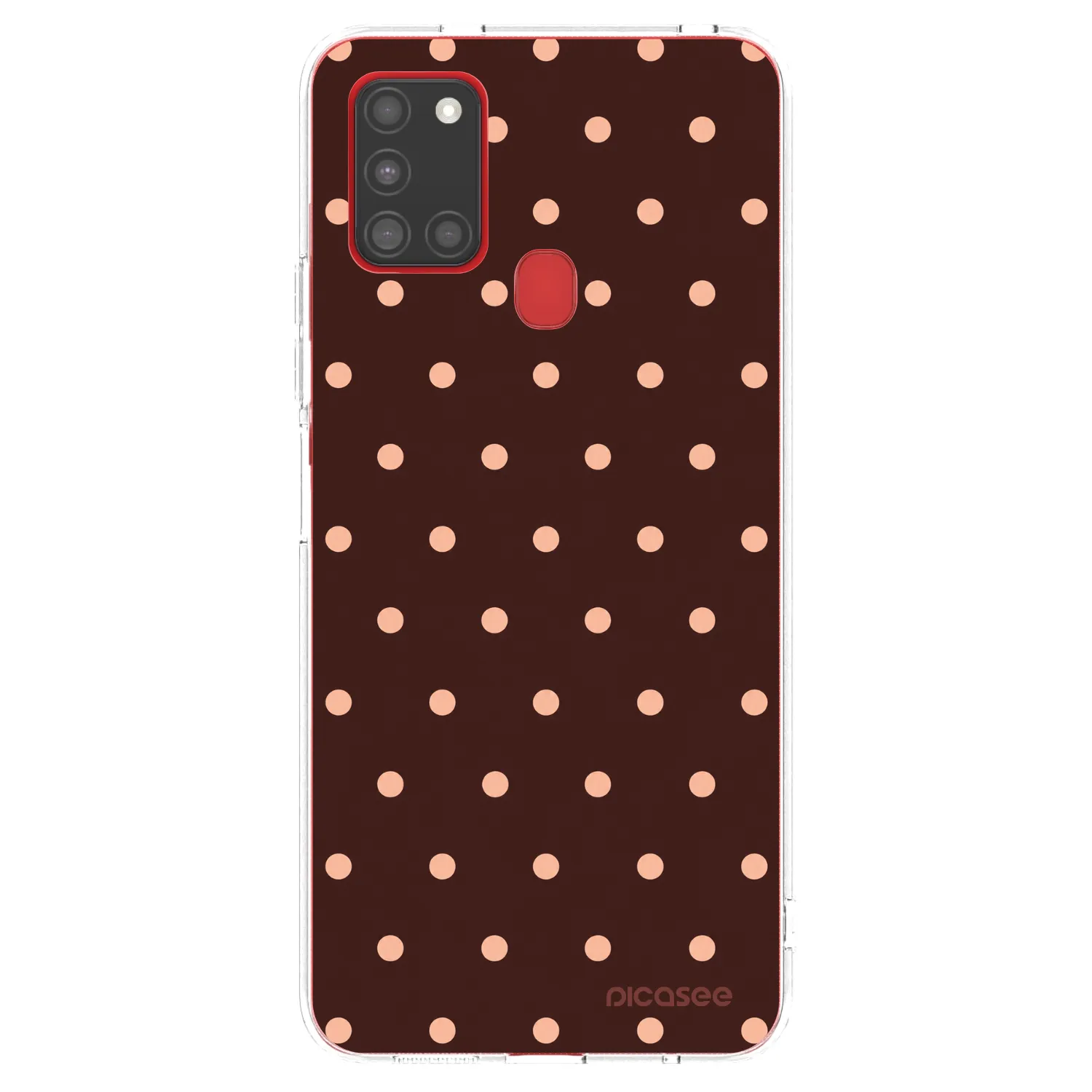 Picasee silikonový průhledný obal pro Samsung Galaxy A21s - Peach Dots & Chocolate