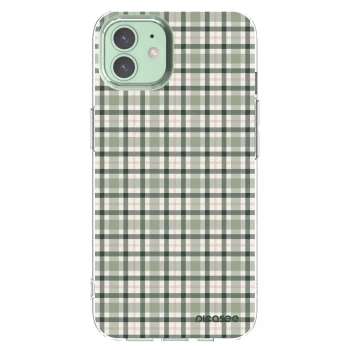 Picasee silikonový průhledný obal pro Apple iPhone 12 - Sage Tartan