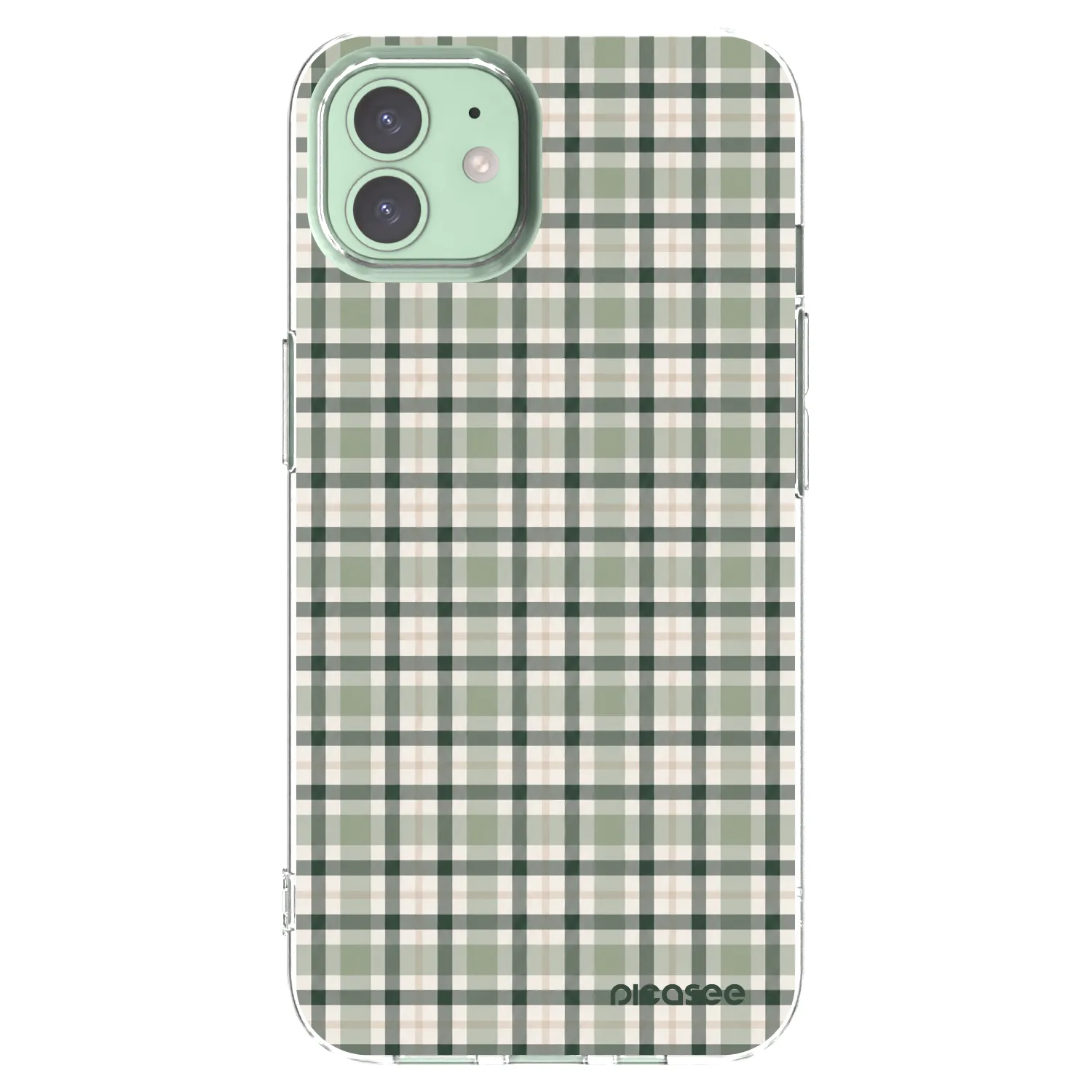Picasee silikonový průhledný obal pro Apple iPhone 12 - Sage Tartan