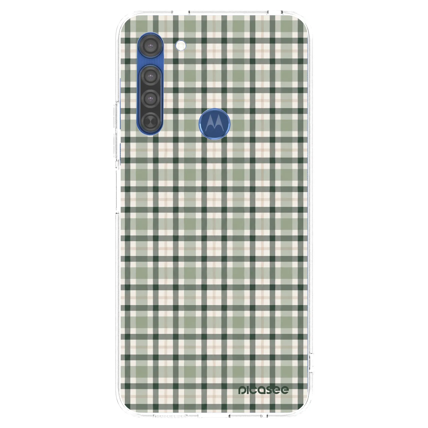 Picasee silikonový průhledný obal pro Motorola Moto G8 - Sage Tartan