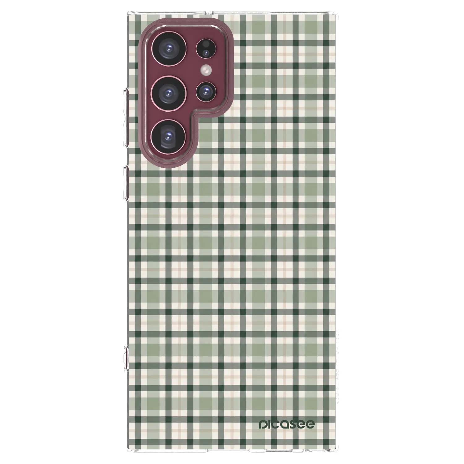 Picasee silikonový průhledný obal pro Samsung Galaxy S22 Ultra 5G - Sage Tartan