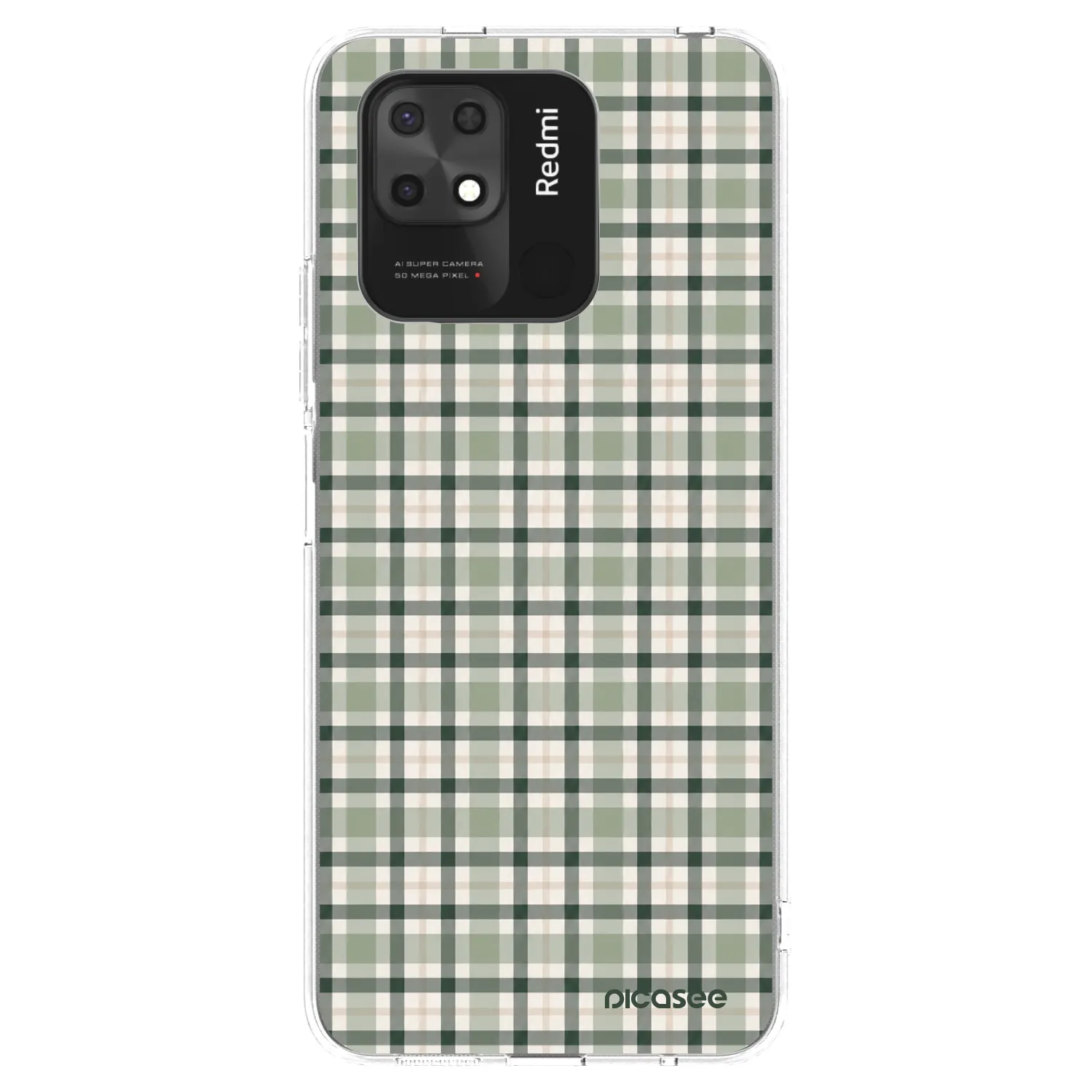 Picasee silikonový průhledný obal pro Xiaomi Redmi 10C - Sage Tartan