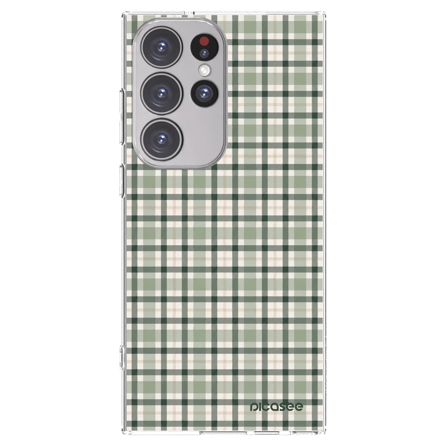 Picasee silikonový průhledný obal pro Samsung Galaxy S23 Ultra 5G - Sage Tartan