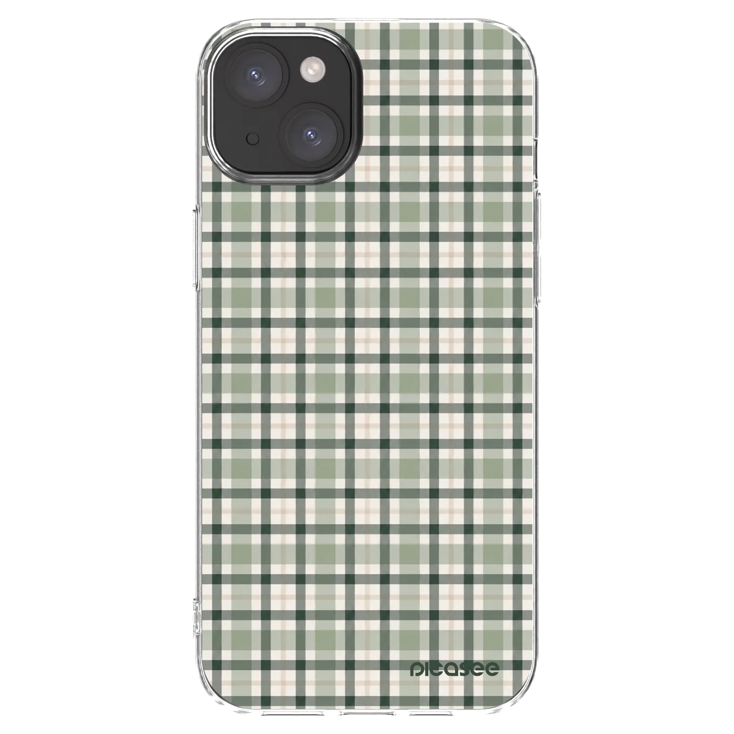 Picasee silikonový průhledný obal pro Apple iPhone 15 Plus - Sage Tartan