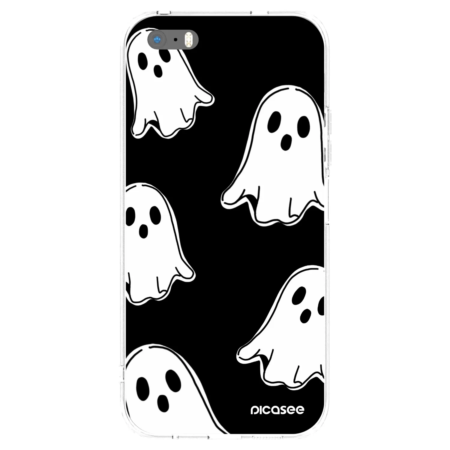 Picasee silikonový průhledný obal pro Apple iPhone 5/5S/SE - Black ghosts