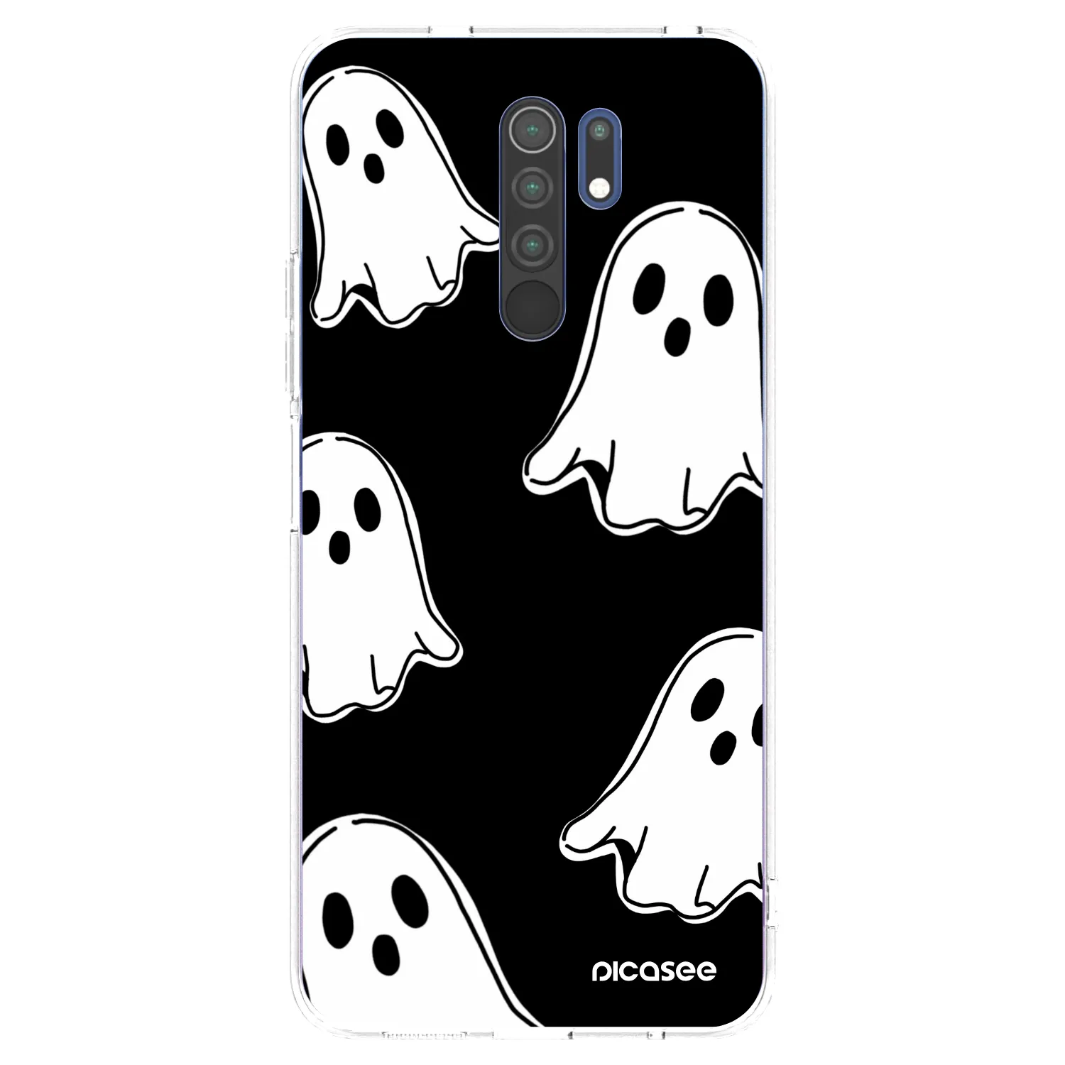 Picasee silikonový průhledný obal pro Xiaomi Redmi 9 - Black ghosts