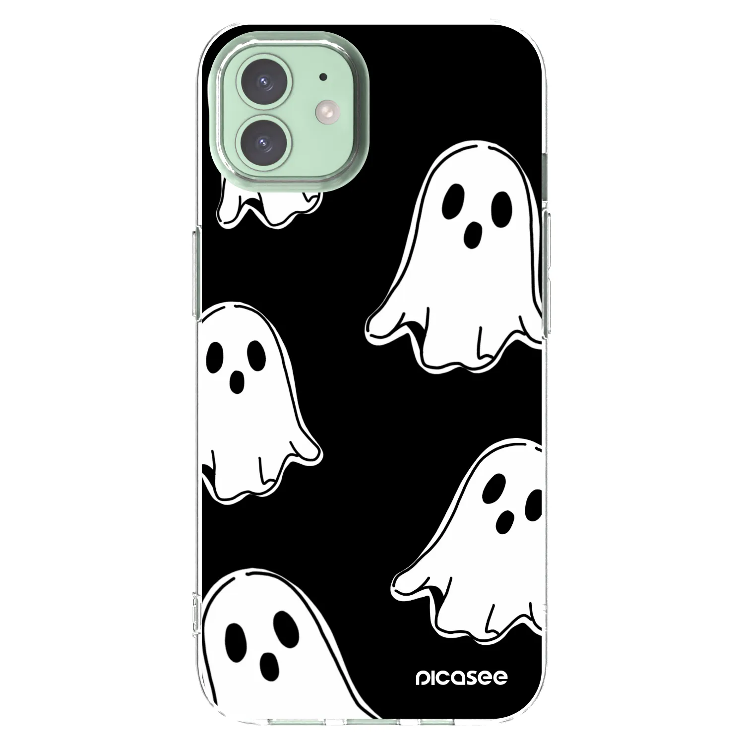 Picasee silikonový průhledný obal pro Apple iPhone 12 - Black ghosts