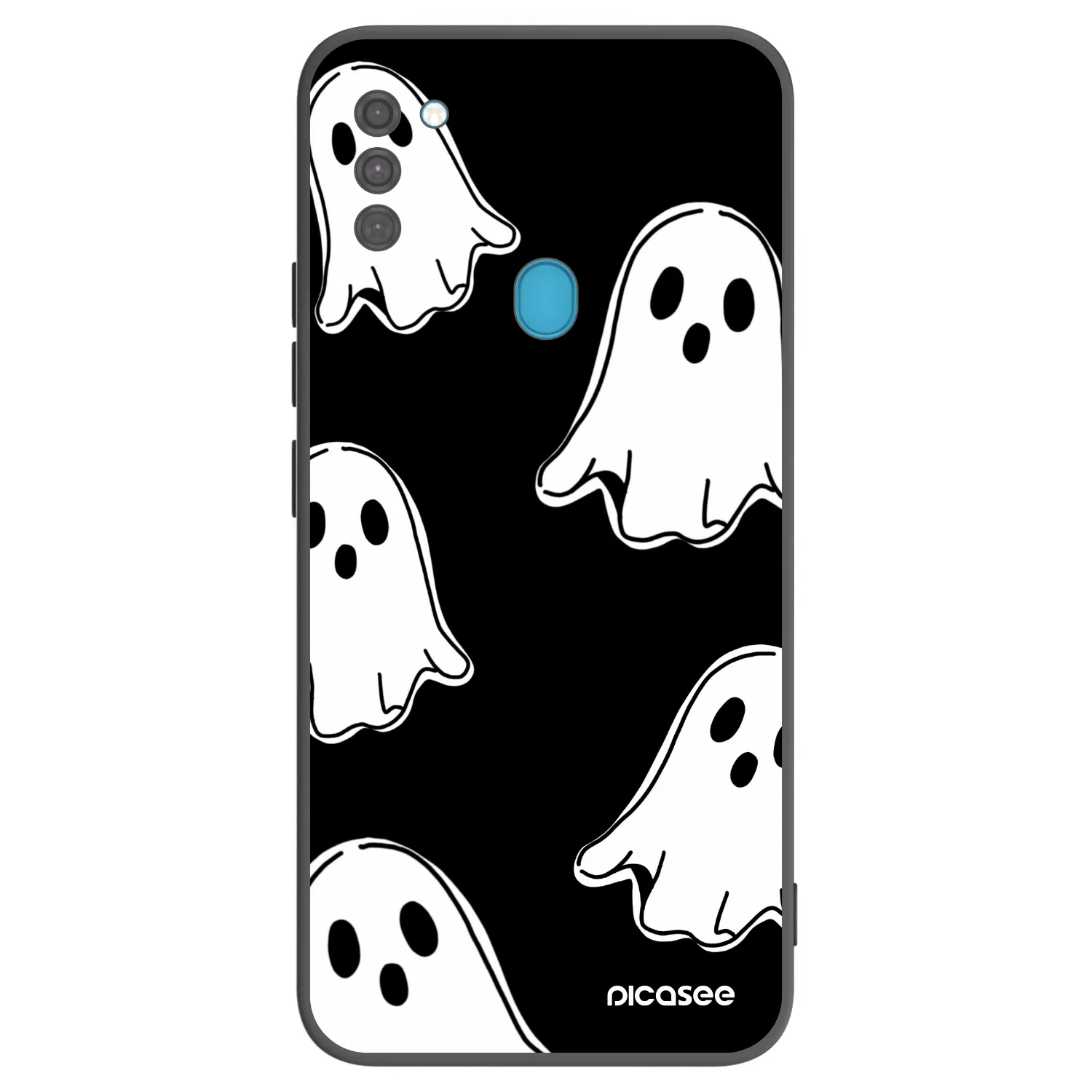 Picasee silikonový černý obal pro Samsung Galaxy M11 - Black ghosts