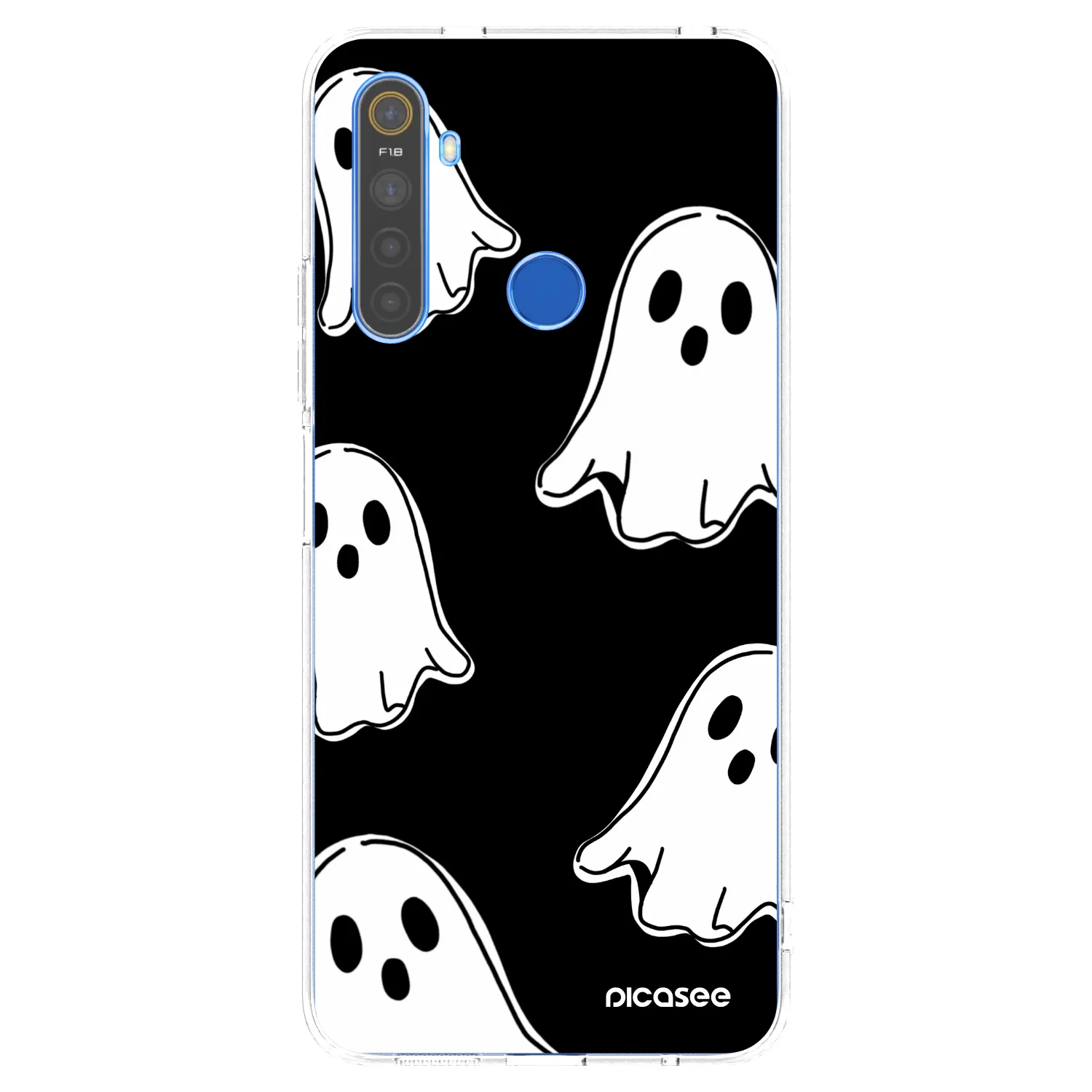 Picasee silikonový průhledný obal pro Realme 5 - Black ghosts