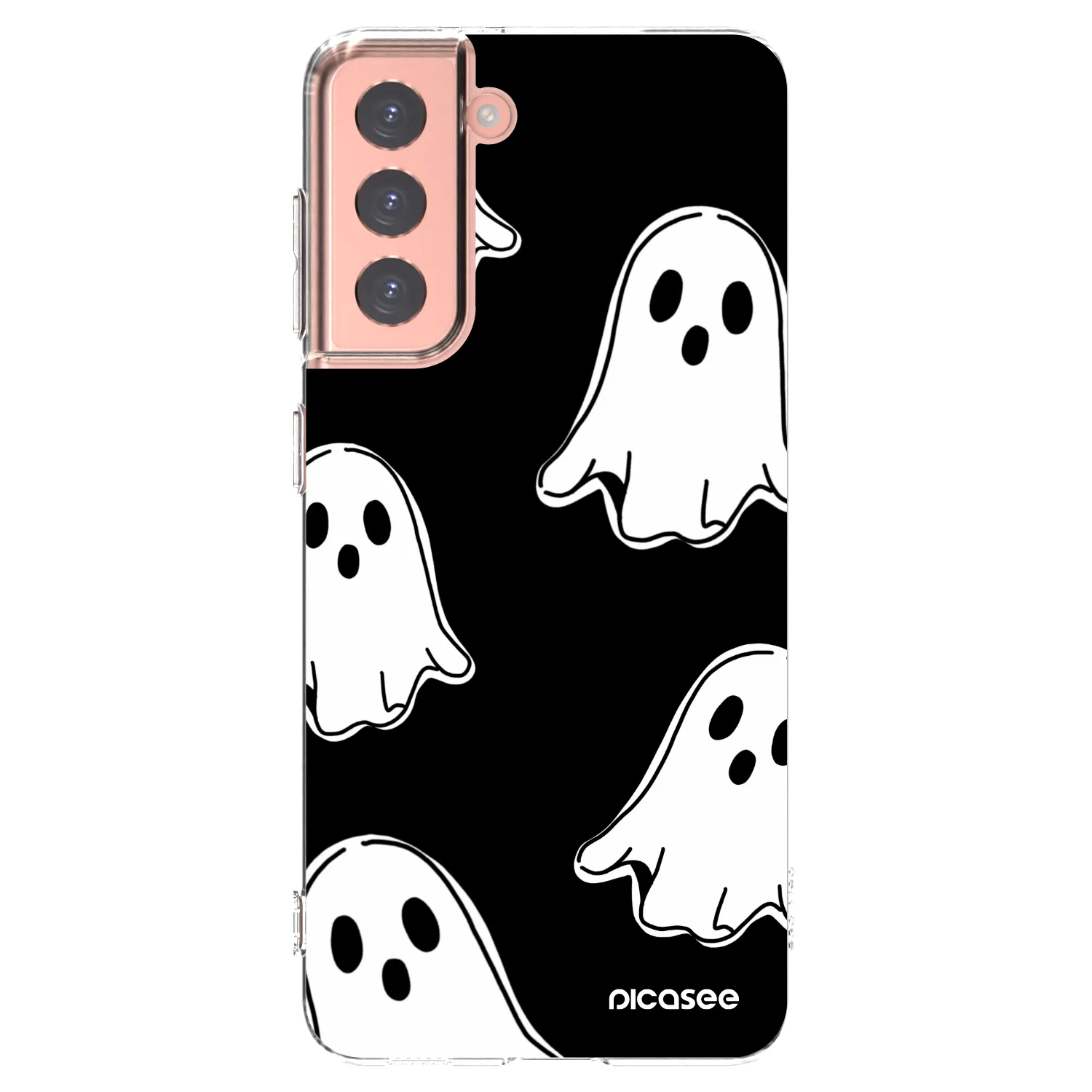 Picasee silikonový průhledný obal pro Samsung Galaxy S21 5G G991B - Black ghosts