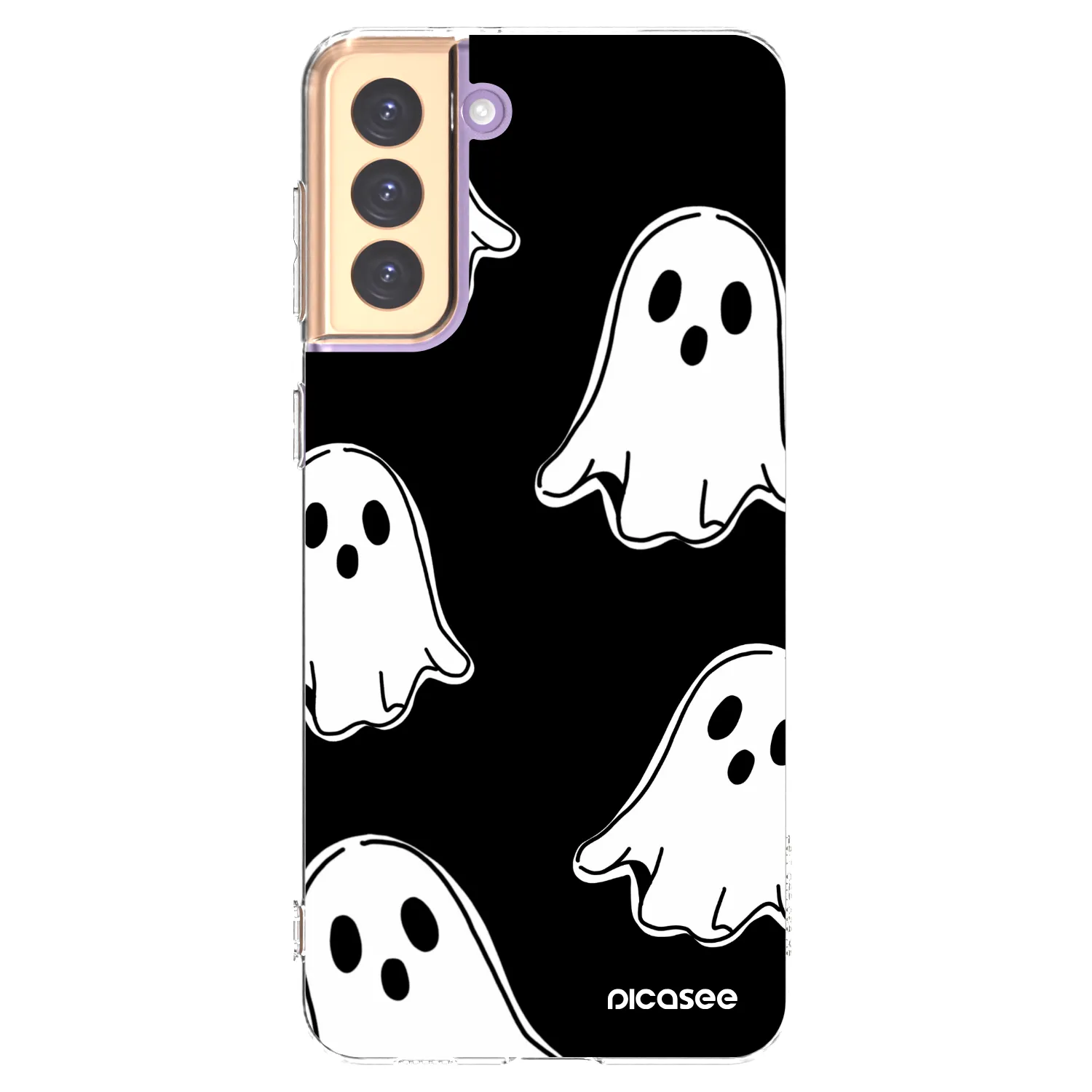 Picasee silikonový průhledný obal pro Samsung Galaxy S21+ 5G G996F - Black ghosts