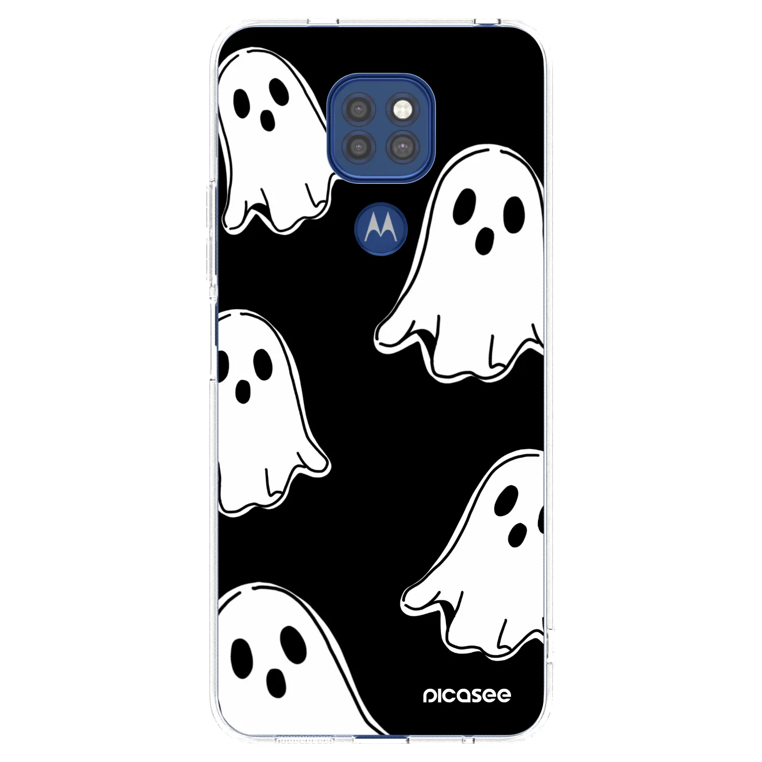 Picasee silikonový průhledný obal pro Motorola Moto G9 Play - Black ghosts