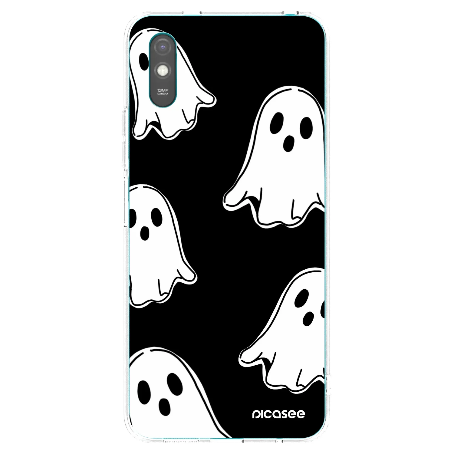 Picasee silikonový průhledný obal pro Xiaomi Redmi 9AT - Black ghosts