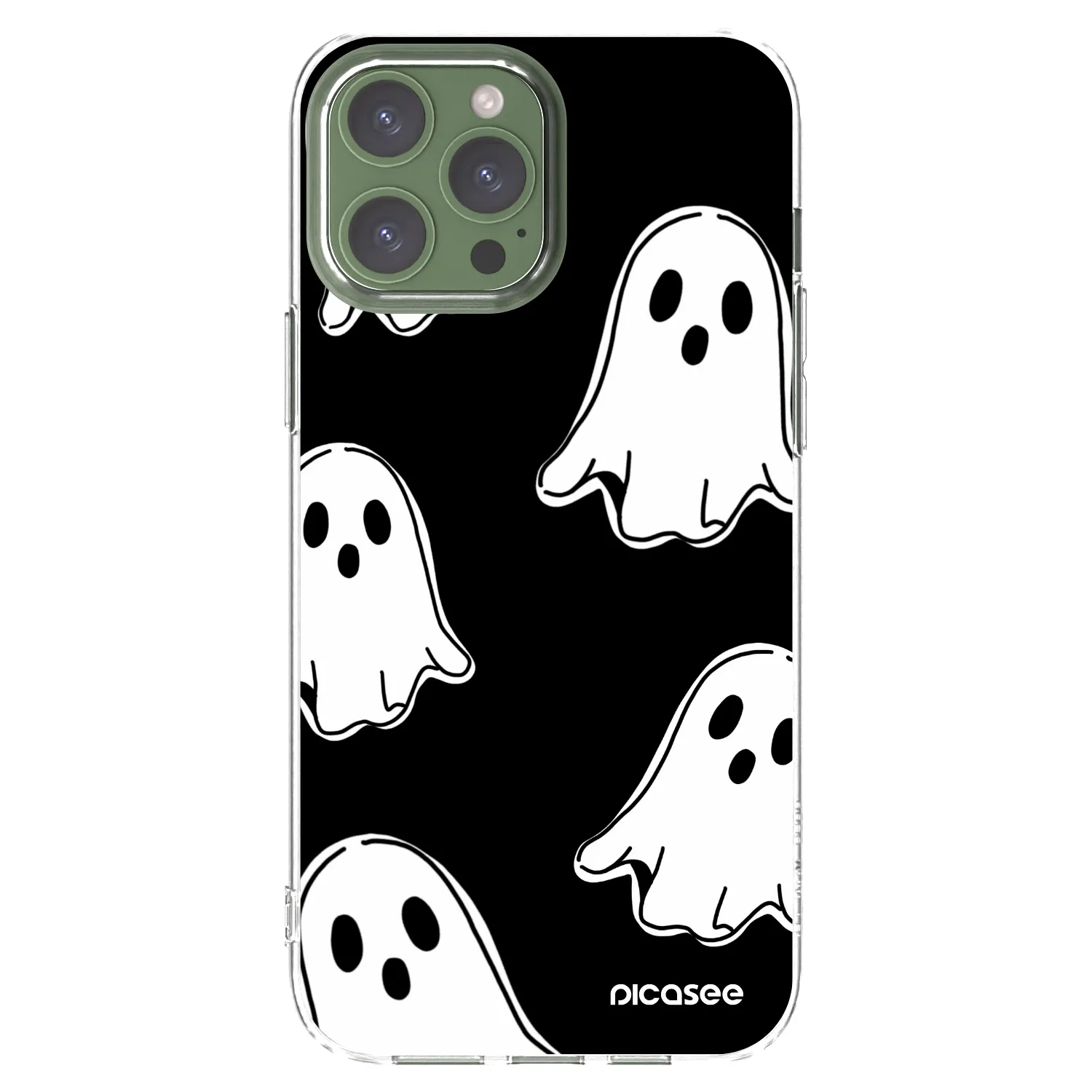 Picasee silikonový průhledný obal pro Apple iPhone 13 Pro Max - Black ghosts
