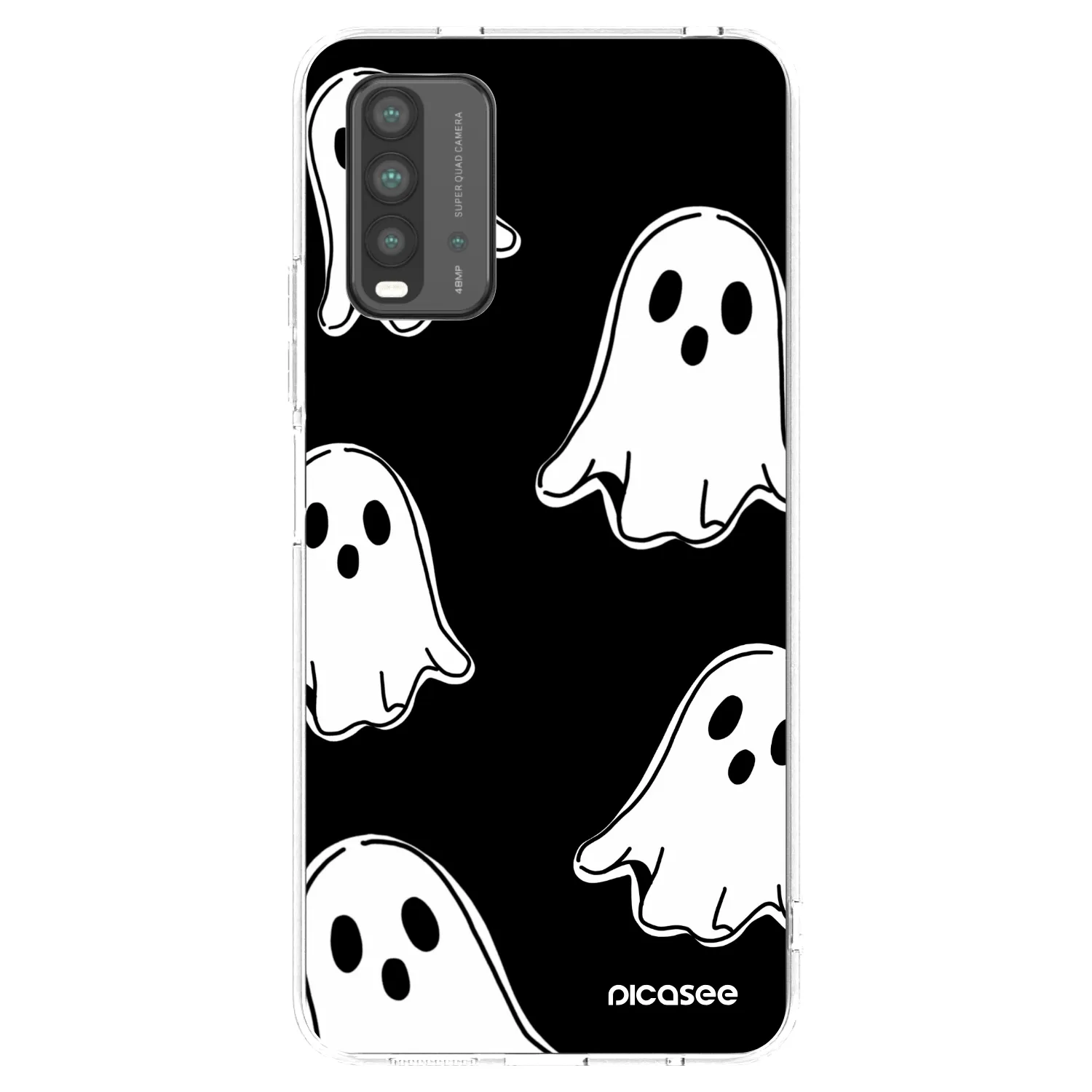 Picasee silikonový průhledný obal pro Xiaomi Redmi 9T - Black ghosts