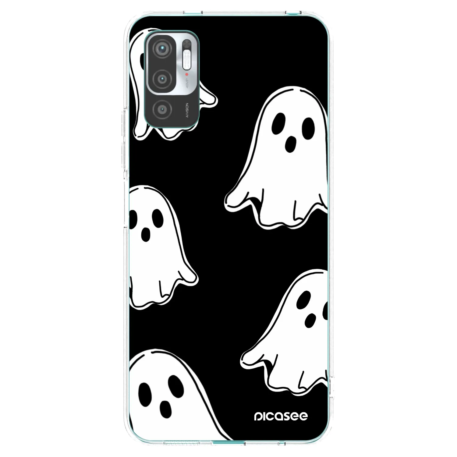Picasee silikonový průhledný obal pro Xiaomi Redmi Note 10 5G - Black ghosts