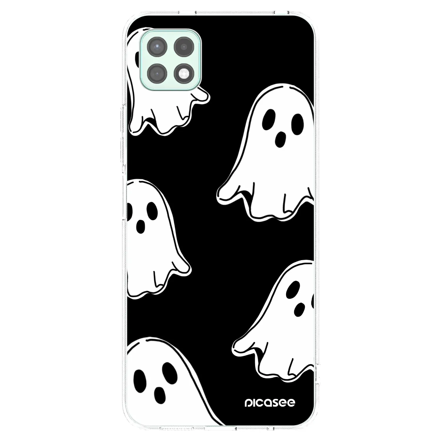 Picasee silikonový průhledný obal pro Samsung Galaxy A22 A226B 5G - Black ghosts