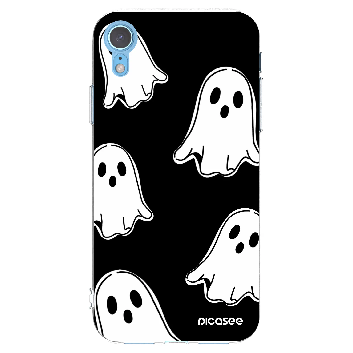 Picasee silikonový průhledný obal pro Apple iPhone XR - Black ghosts