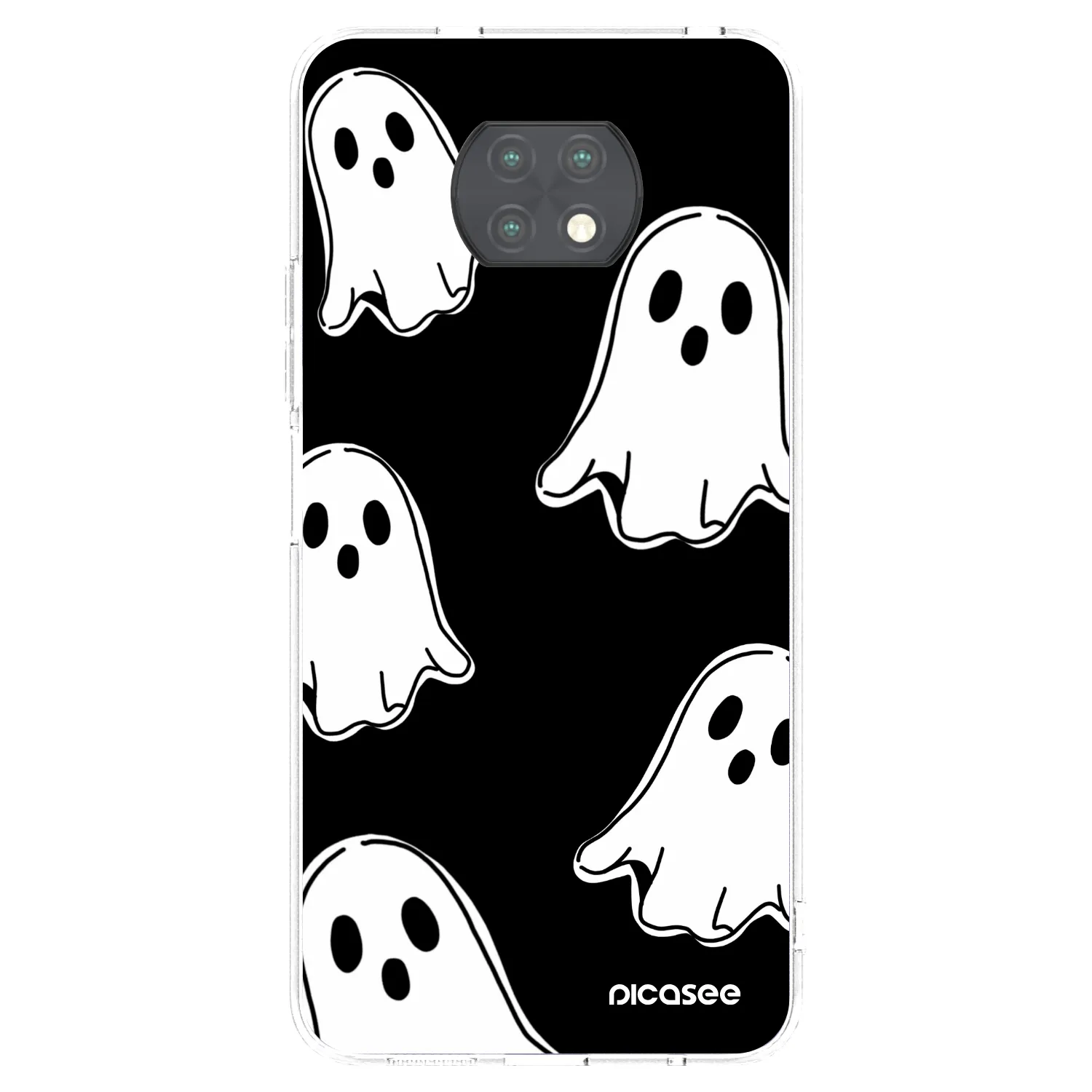 Picasee silikonový průhledný obal pro Xiaomi Redmi Note 9T - Black ghosts