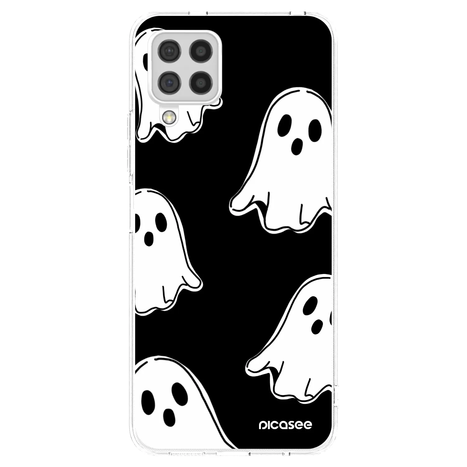 Picasee silikonový průhledný obal pro Samsung Galaxy A22 A225F 4G - Black ghosts