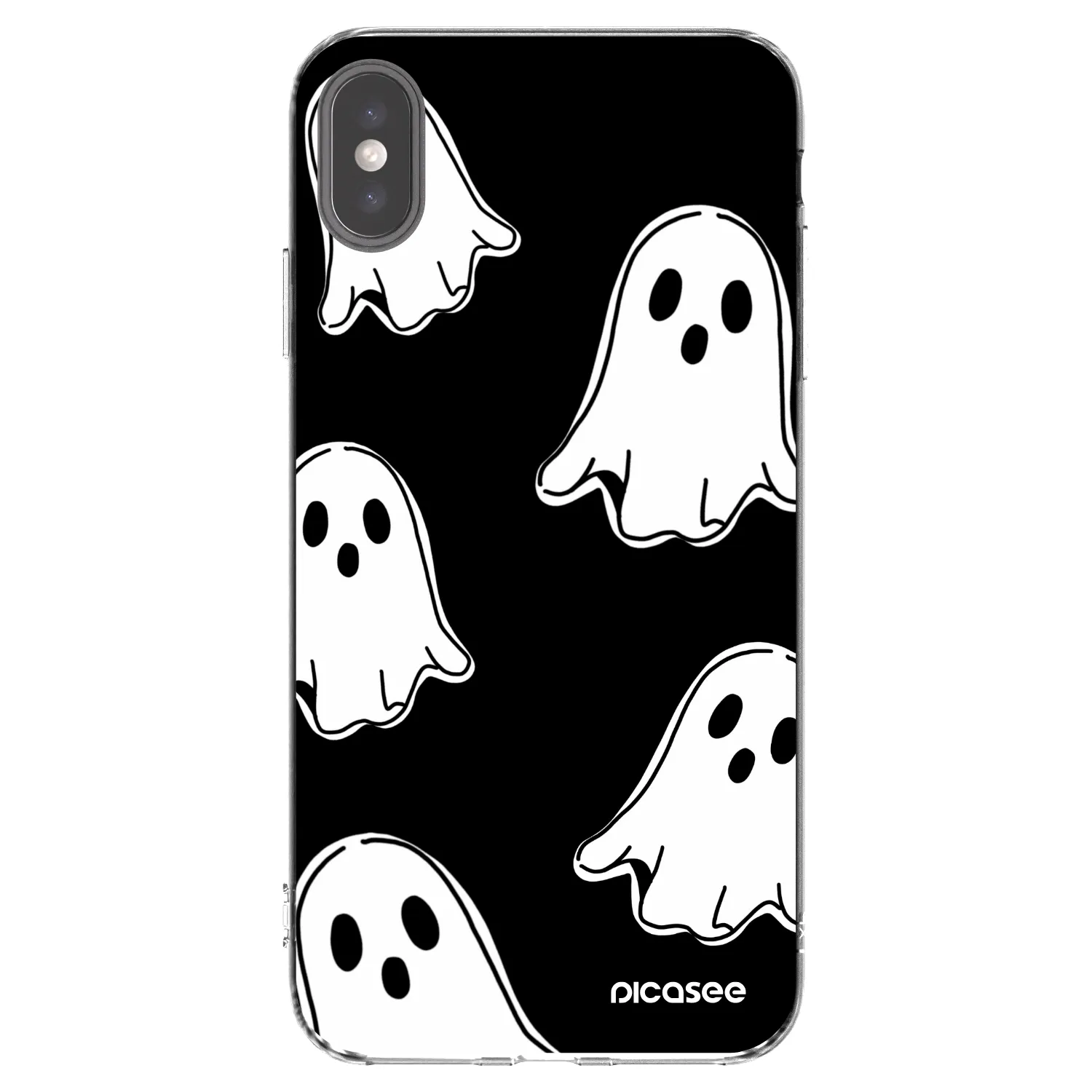 Picasee silikonový průhledný obal pro Apple iPhone XS Max - Black ghosts