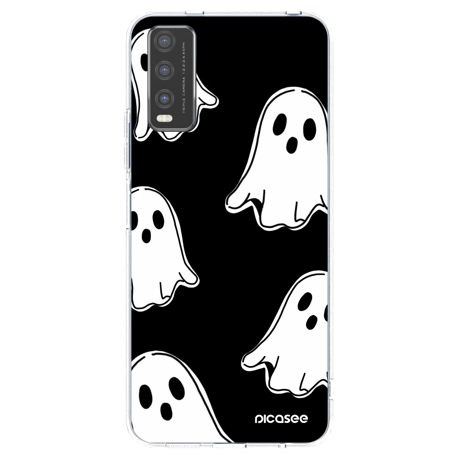 Picasee silikonový průhledný obal pro Vivo Y20s - Black ghosts