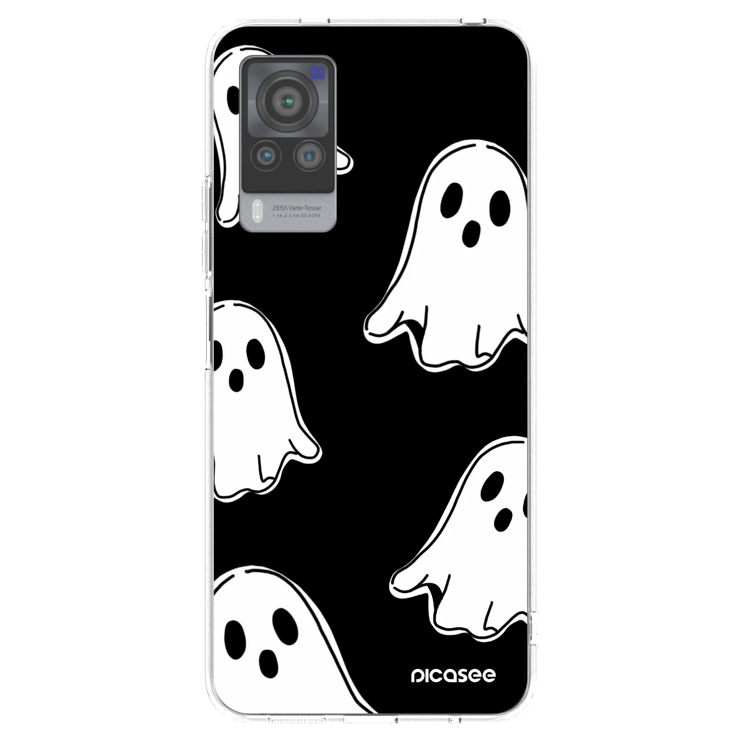 Picasee silikonový průhledný obal pro Vivo X60 Pro 5G - Black ghosts