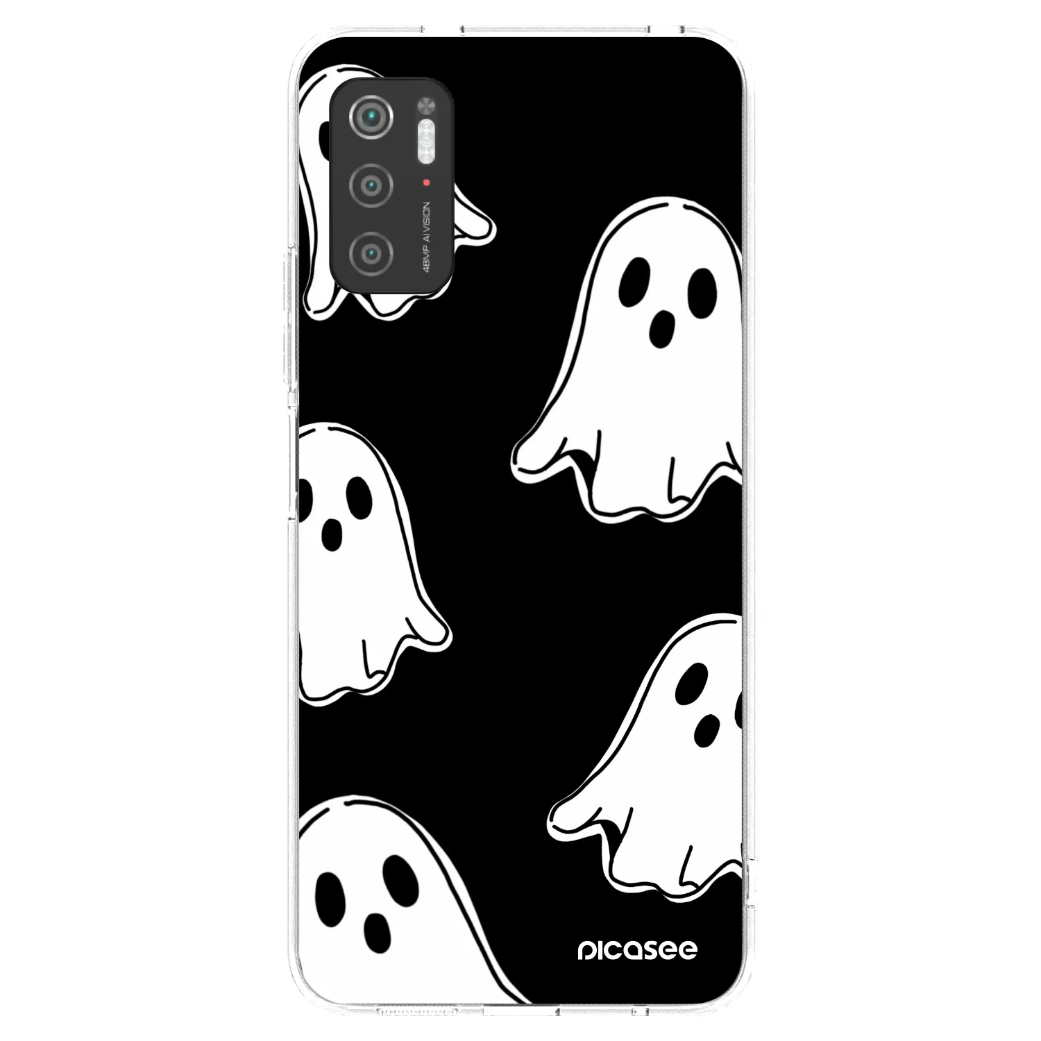 Picasee silikonový průhledný obal pro Xiaomi Poco M3 Pro 5G - Black ghosts