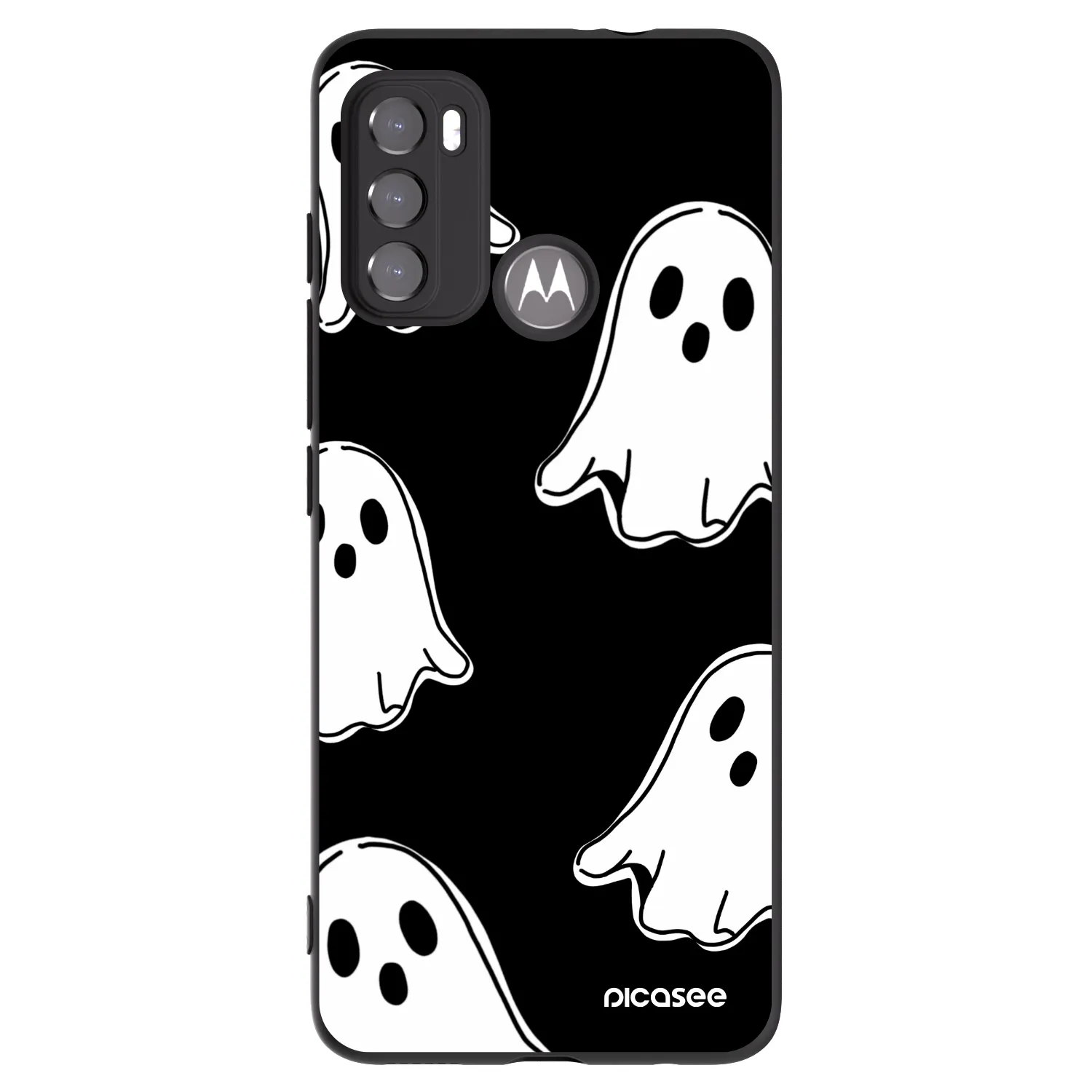Picasee silikonový černý obal pro Motorola Moto G60 - Black ghosts