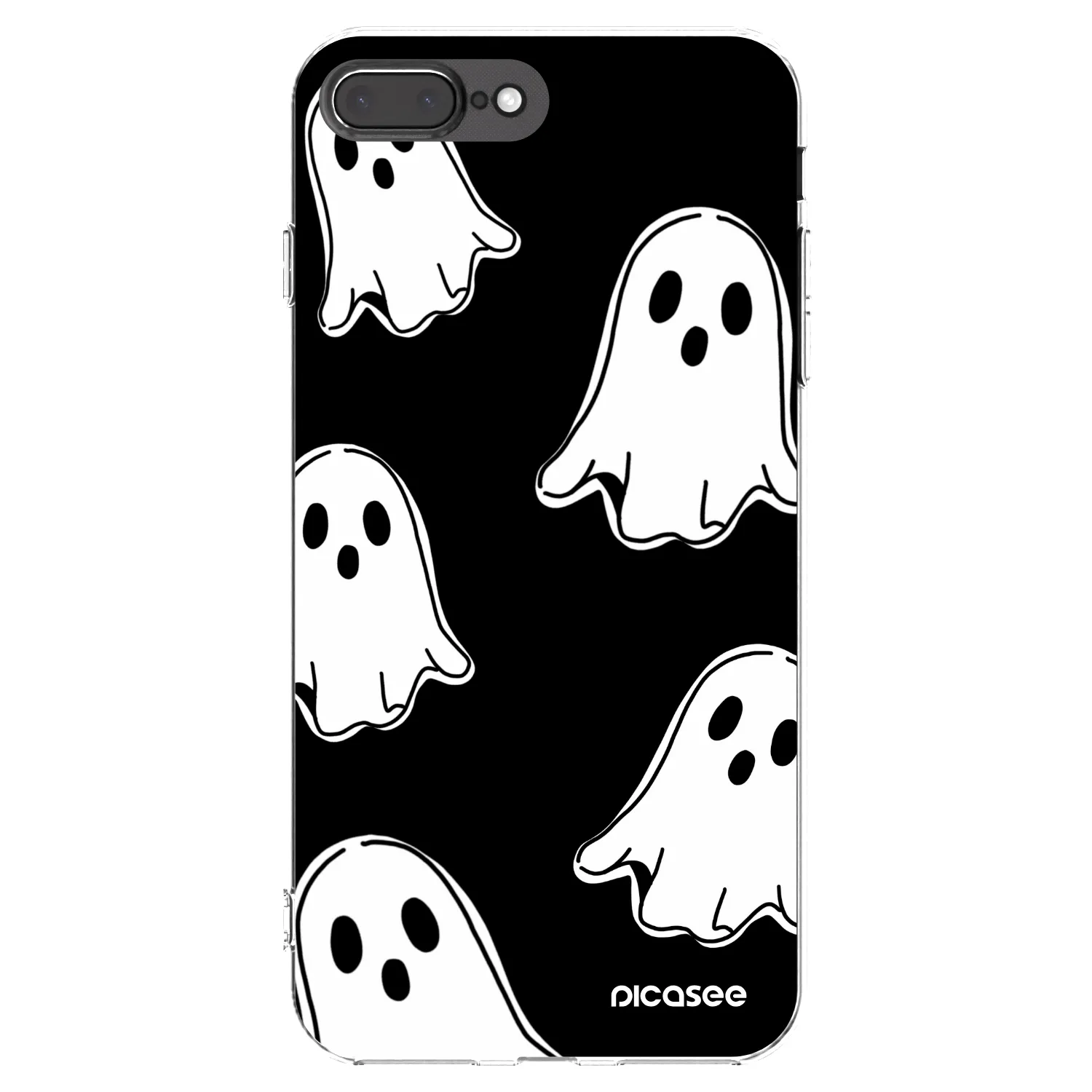 Picasee silikonový průhledný obal pro Apple iPhone 7 Plus - Black ghosts