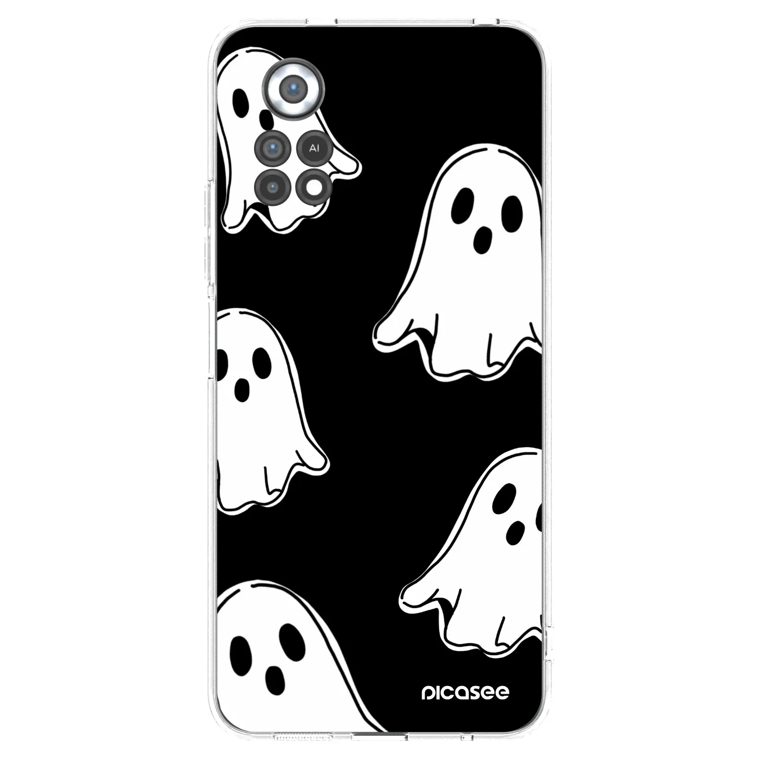Picasee silikonový průhledný obal pro Xiaomi Poco X4 Pro 5G - Black ghosts