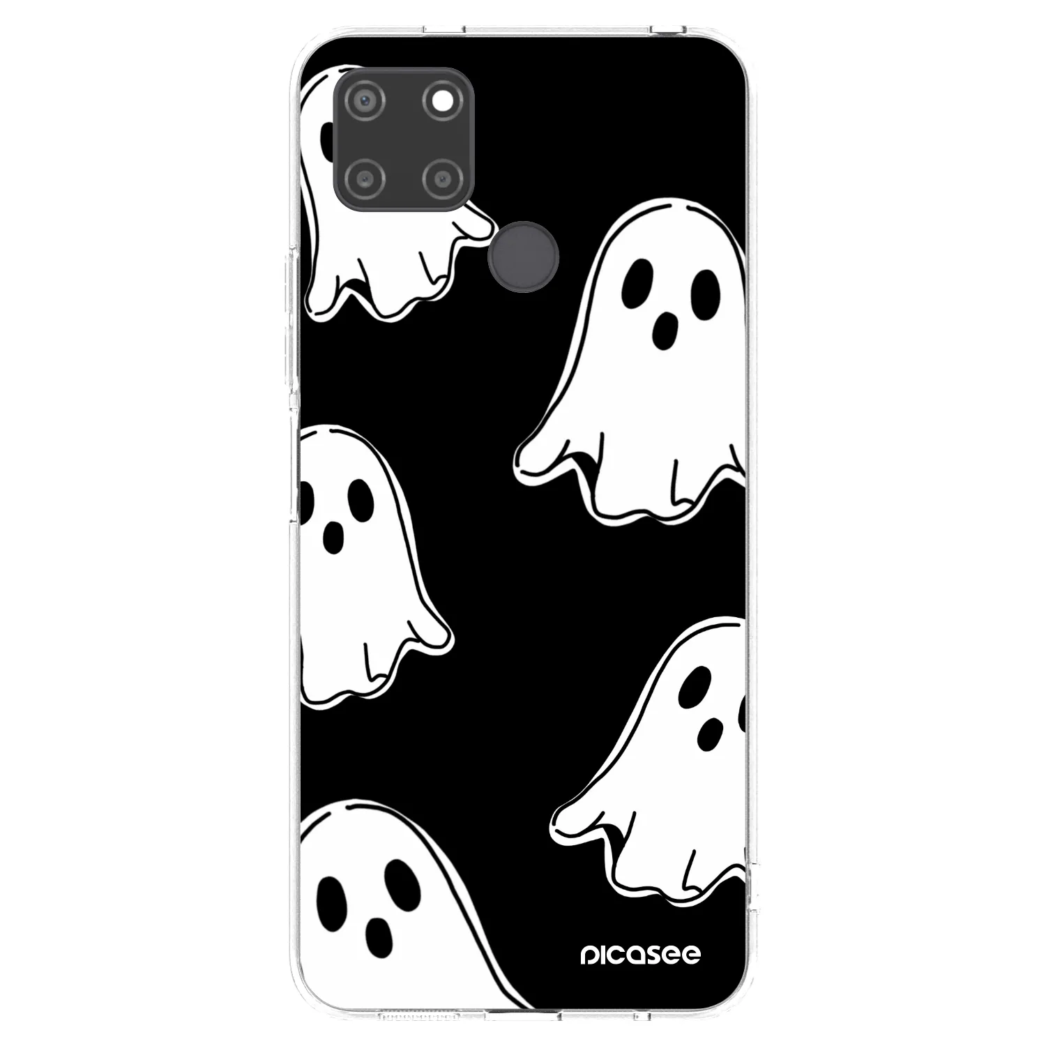 Picasee silikonový průhledný obal pro Realme C21Y - Black ghosts